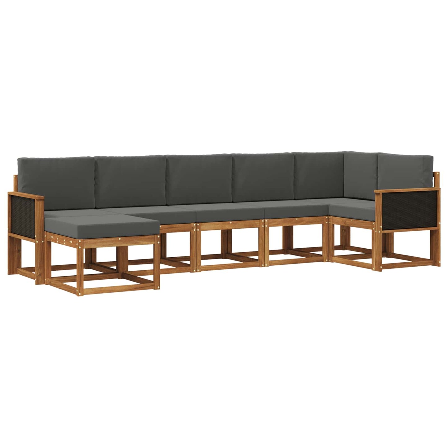 Buiten bankenset 7 pcs Natuurlijk en Antraciet Polyester is nu te koop bij PeponiXL, paradijselijk wonen!