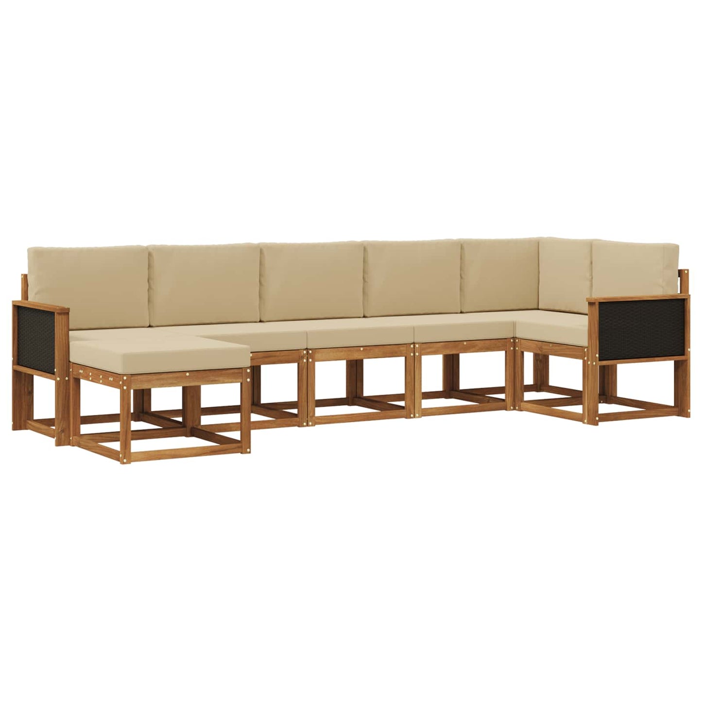 Buiten bankenset met kussen 7 pcs Natuurlijk en Beige Polyester is nu te koop bij PeponiXL, paradijselijk wonen!