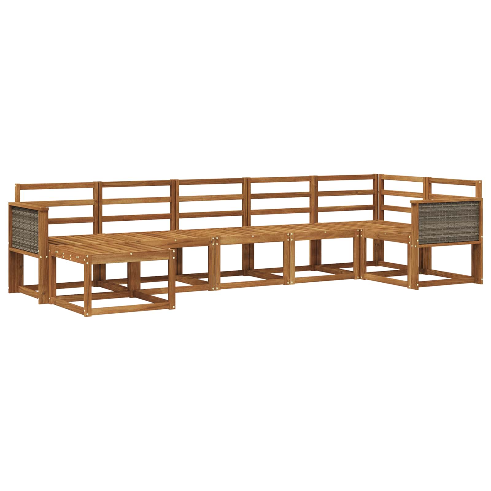 Buiten bankenset 7 pcs Naturel Massief Acaciahout is nu te koop bij PeponiXL, paradijselijk wonen!