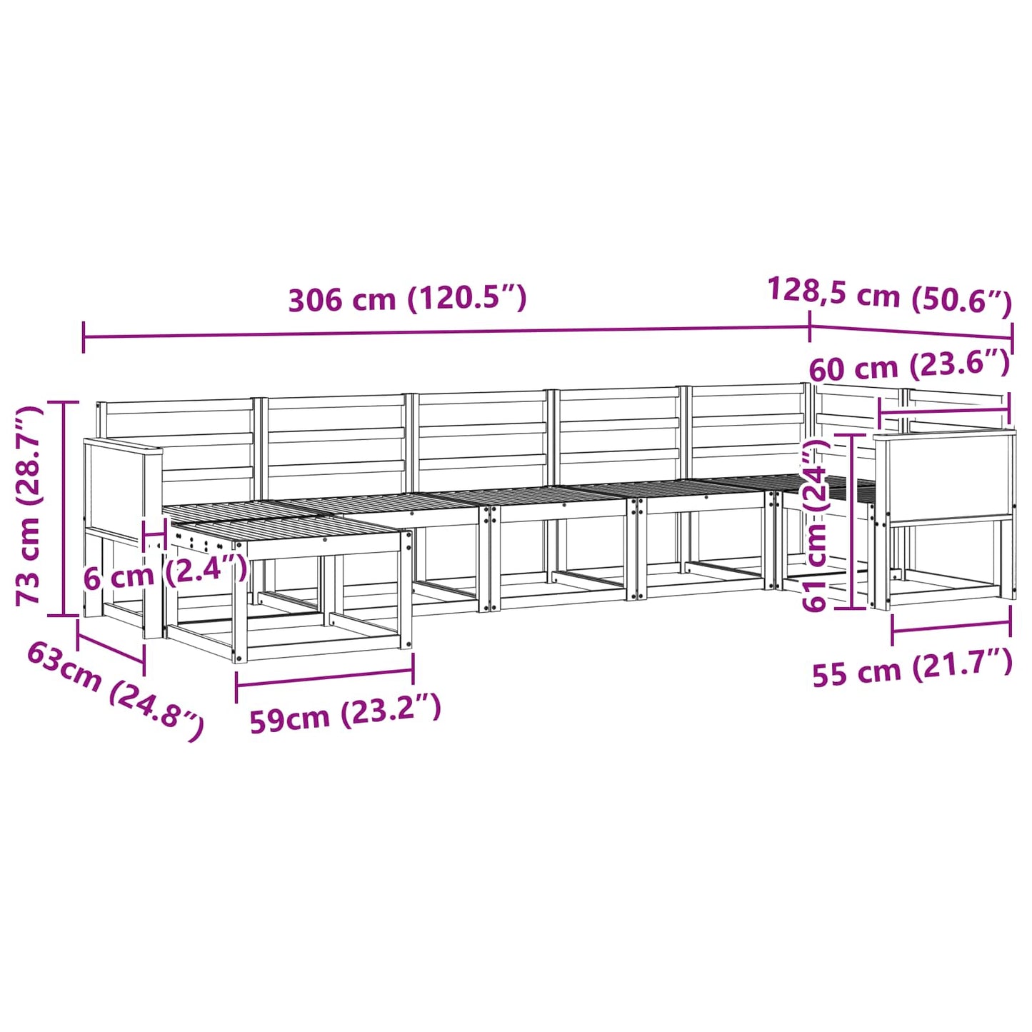Buiten bankenset 7 pcs Naturel Massief Acaciahout is nu te koop bij PeponiXL, paradijselijk wonen!