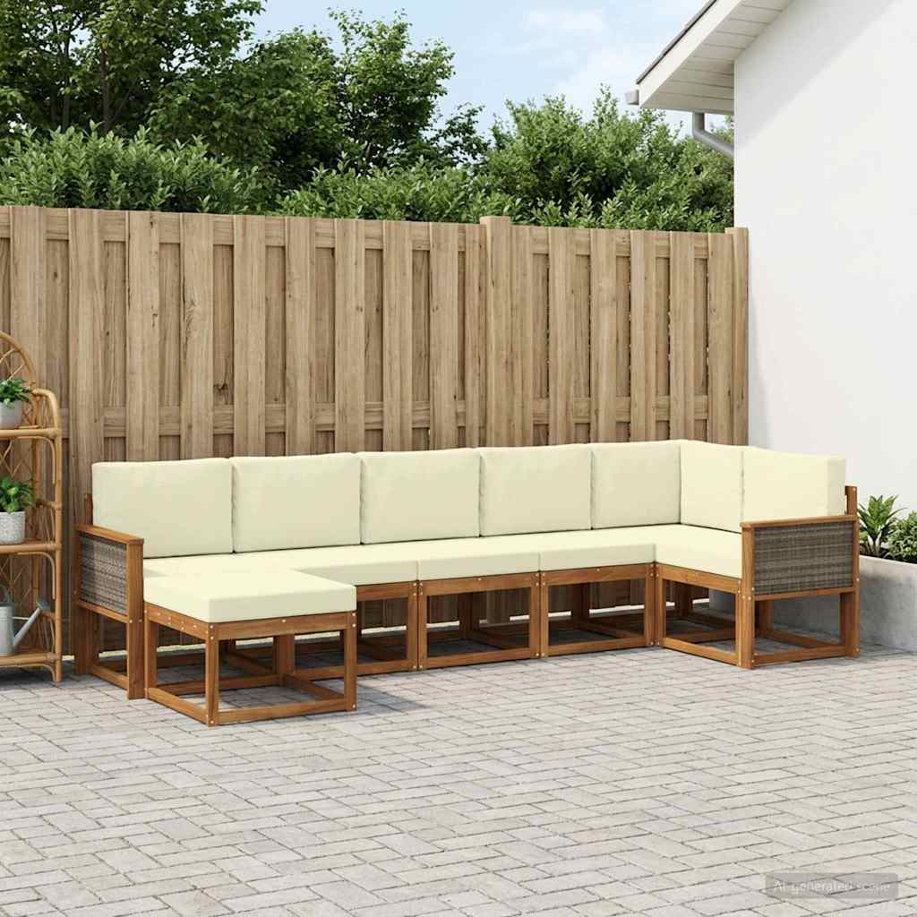 Buiten bankenset met kussen 7 pcs Natuurlijk en Crème Polyester is nu te koop bij PeponiXL, paradijselijk wonen!