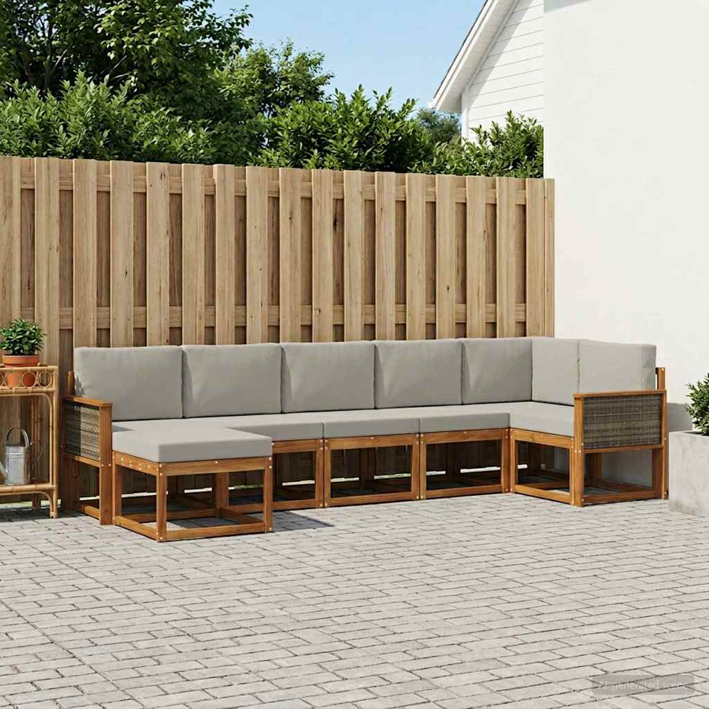 Buiten bankenset 7 pcs Naturel en lichtgrijs Polyester is nu te koop bij PeponiXL, paradijselijk wonen!