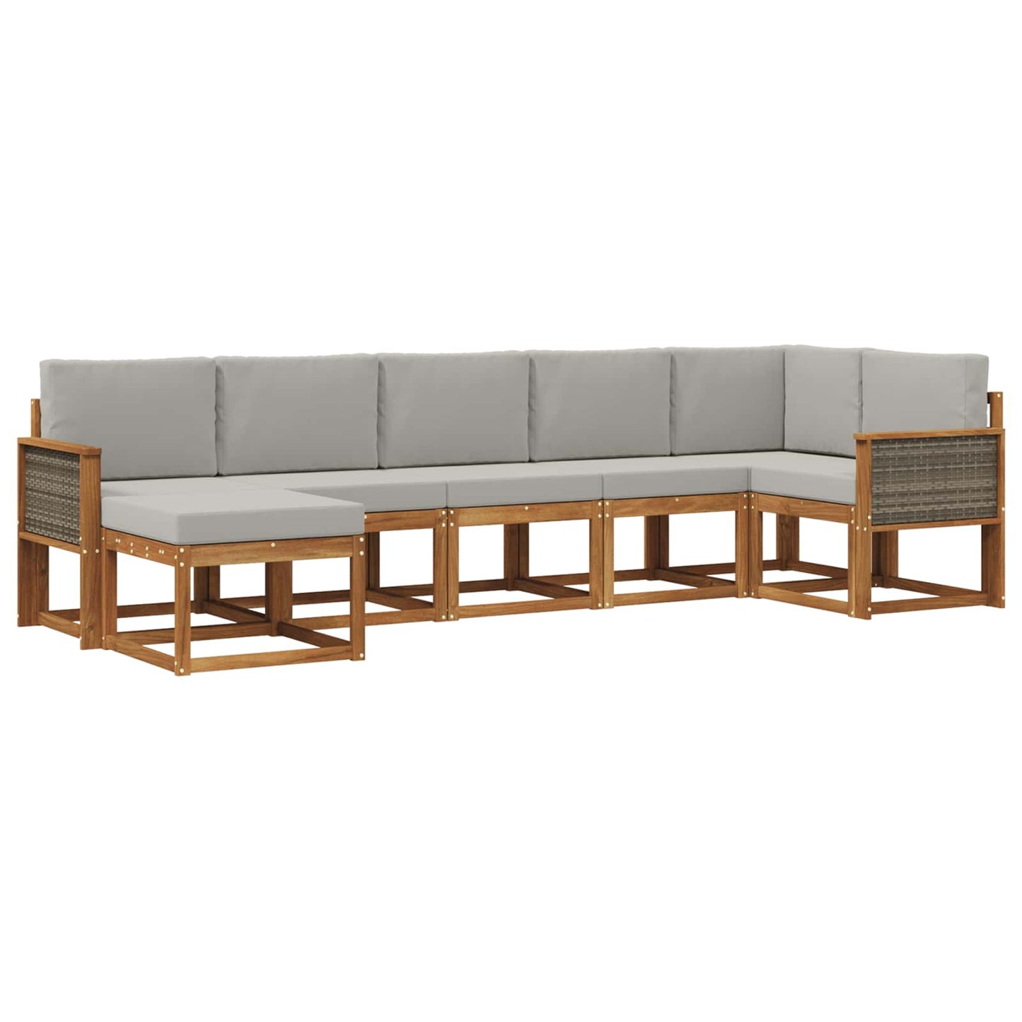 Buiten bankenset 7 pcs Naturel en lichtgrijs Polyester is nu te koop bij PeponiXL, paradijselijk wonen!
