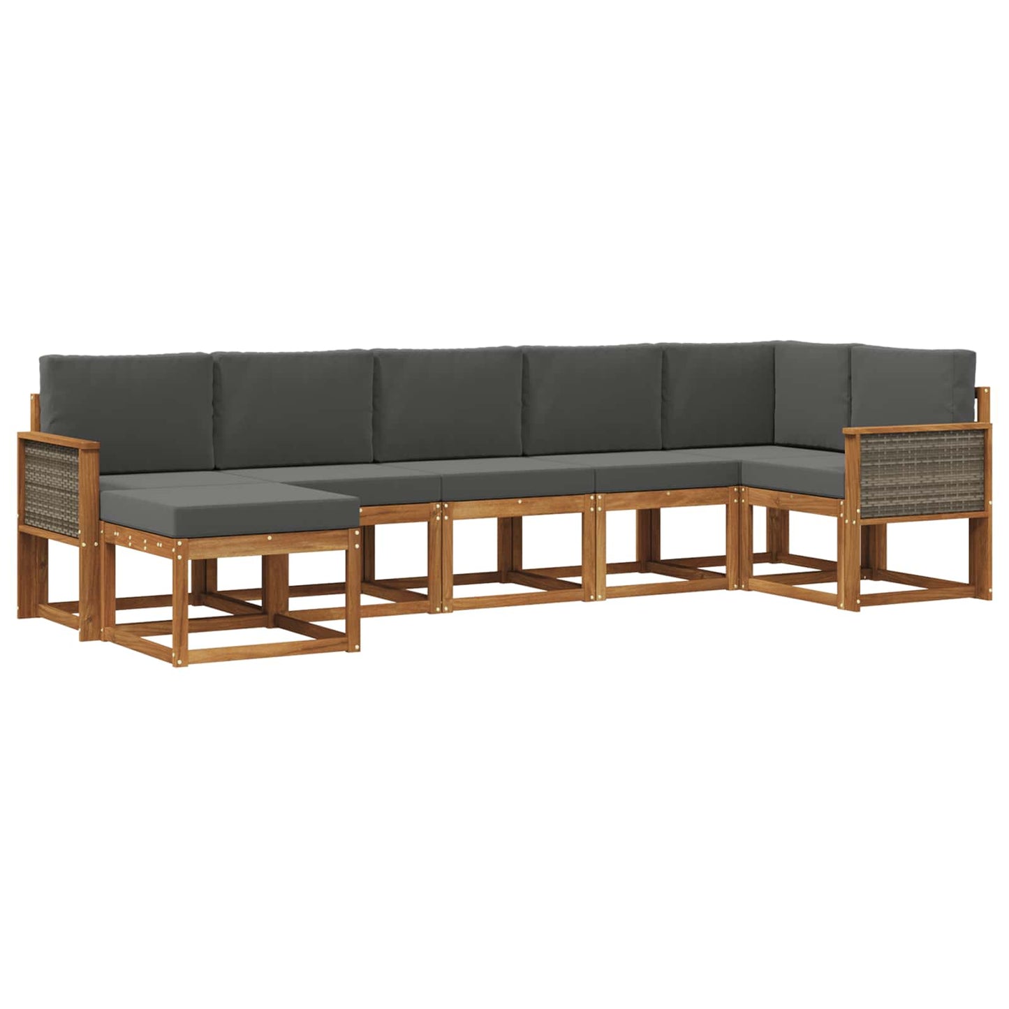 Buiten bankenset 7 pcs Natuurlijk en Antraciet Polyester is nu te koop bij PeponiXL, paradijselijk wonen!