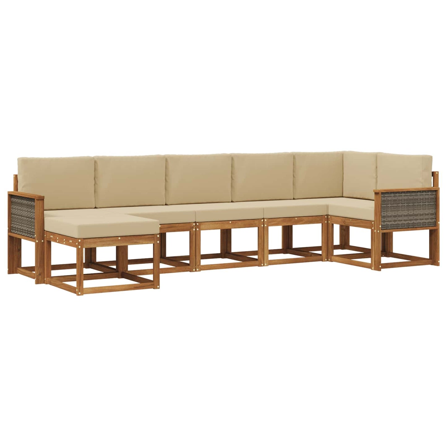Buiten bankenset met kussen 7 pcs Natuurlijk en Beige Polyester is nu te koop bij PeponiXL, paradijselijk wonen!