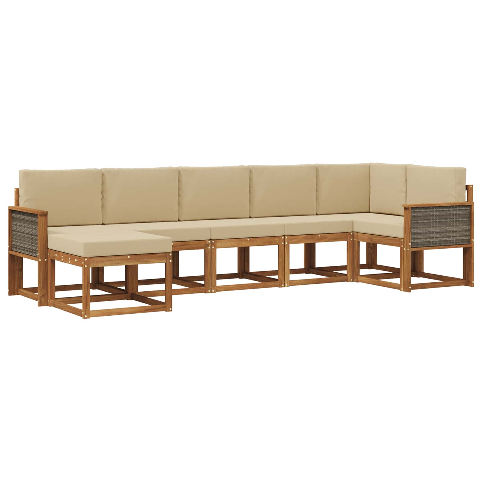 Buiten bankenset met kussen 7 pcs Natuurlijk en Beige Polyester is nu te koop bij PeponiXL, paradijselijk wonen!