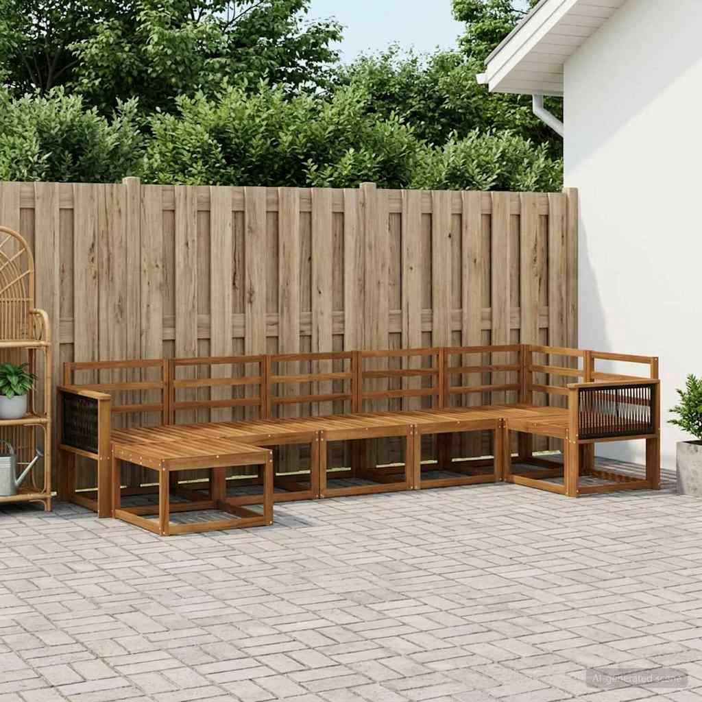 Buiten bankenset 7 pcs Naturel Massief Acaciahout is nu te koop bij PeponiXL, paradijselijk wonen!