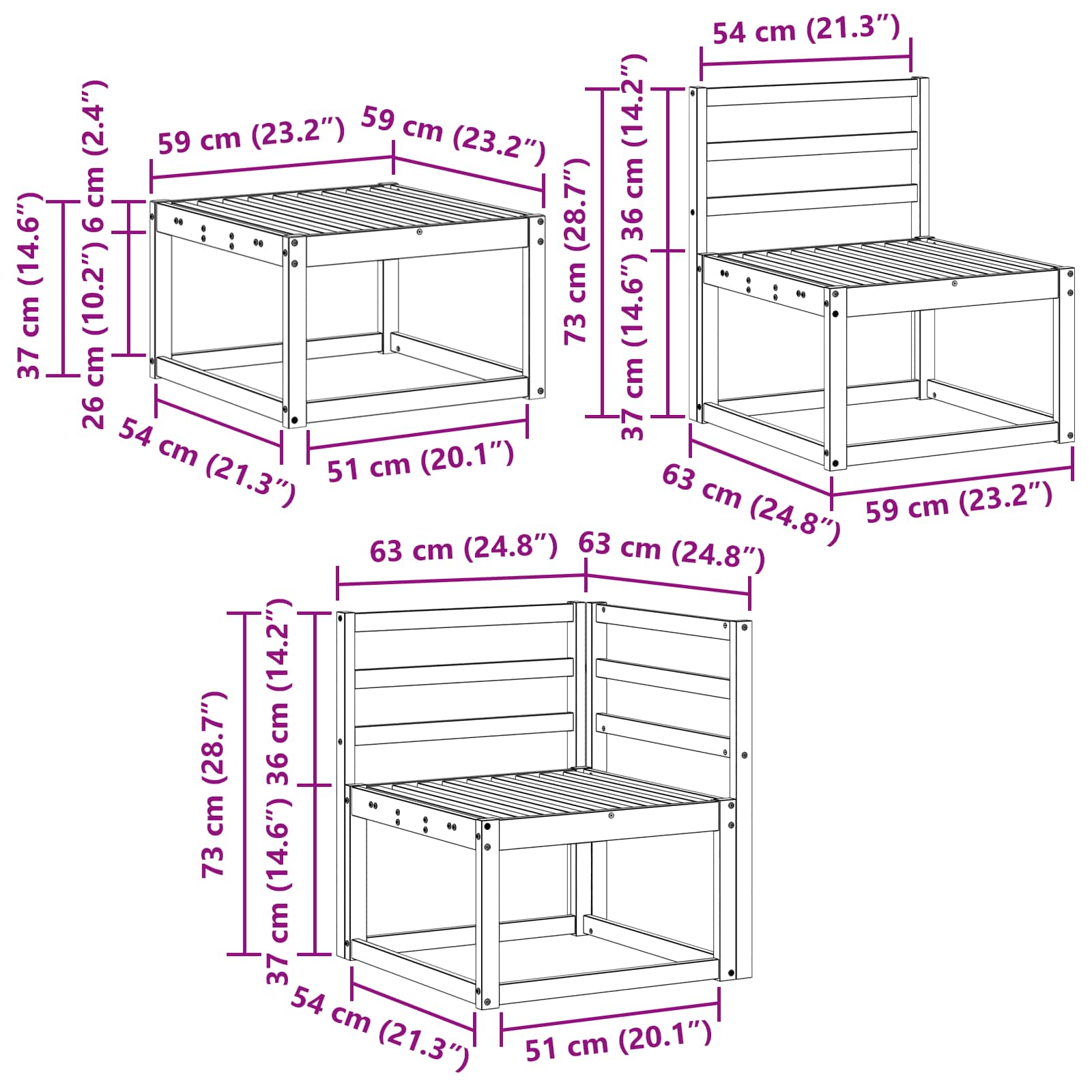 Buiten bankenset 7 pcs Naturel Massief Acaciahout is nu te koop bij PeponiXL, paradijselijk wonen!