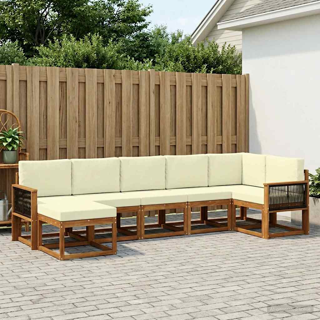 Buiten bankenset met kussen 7 pcs Natuurlijk en Crème Polyester is nu te koop bij PeponiXL, paradijselijk wonen!