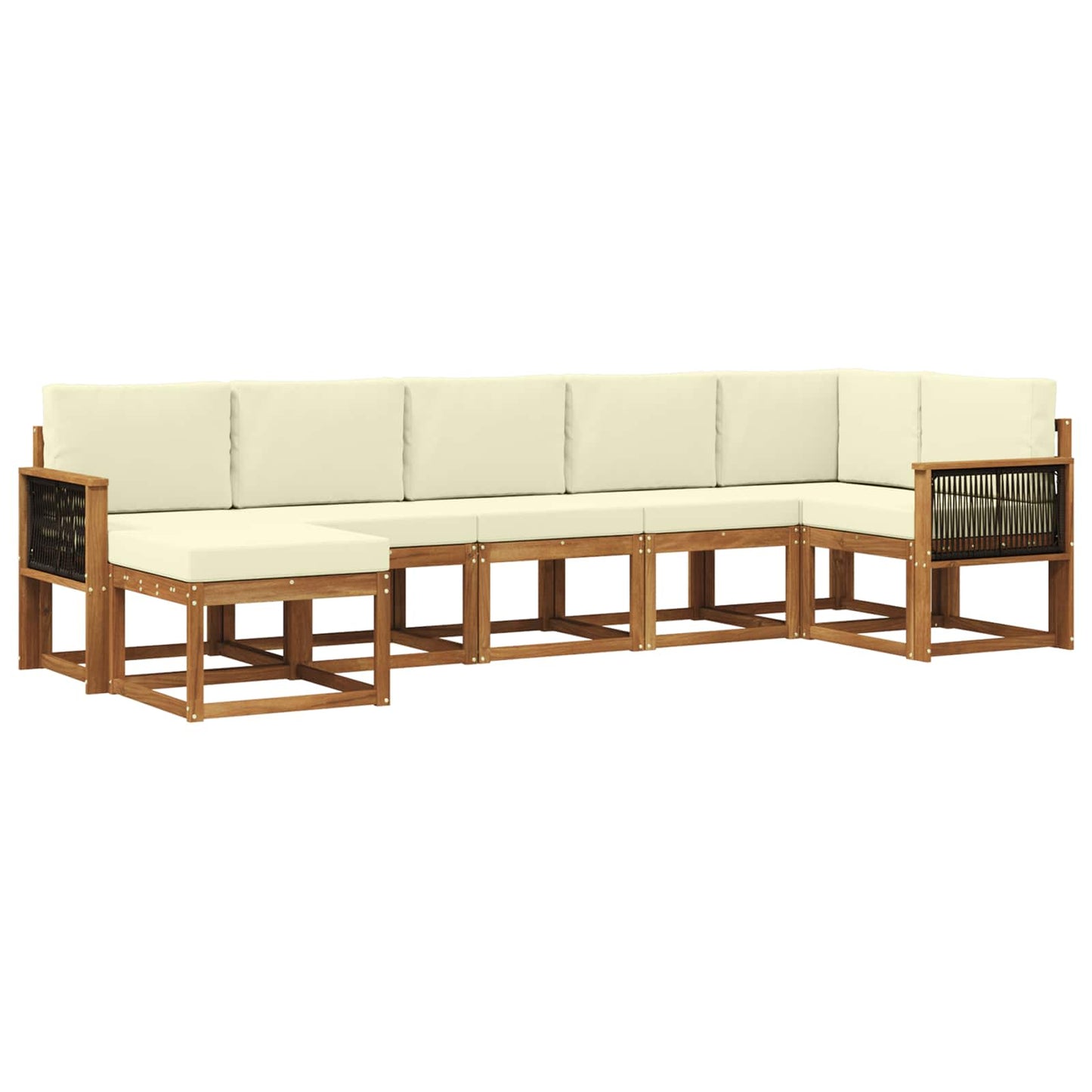 Buiten bankenset met kussen 7 pcs Natuurlijk en Crème Polyester is nu te koop bij PeponiXL, paradijselijk wonen!