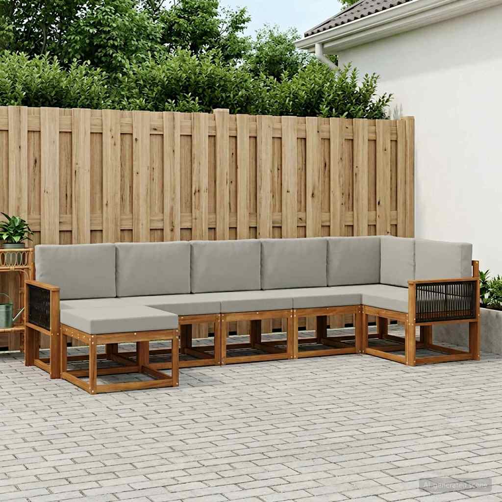 Buiten bankenset 7 pcs Naturel en lichtgrijs Polyester is nu te koop bij PeponiXL, paradijselijk wonen!