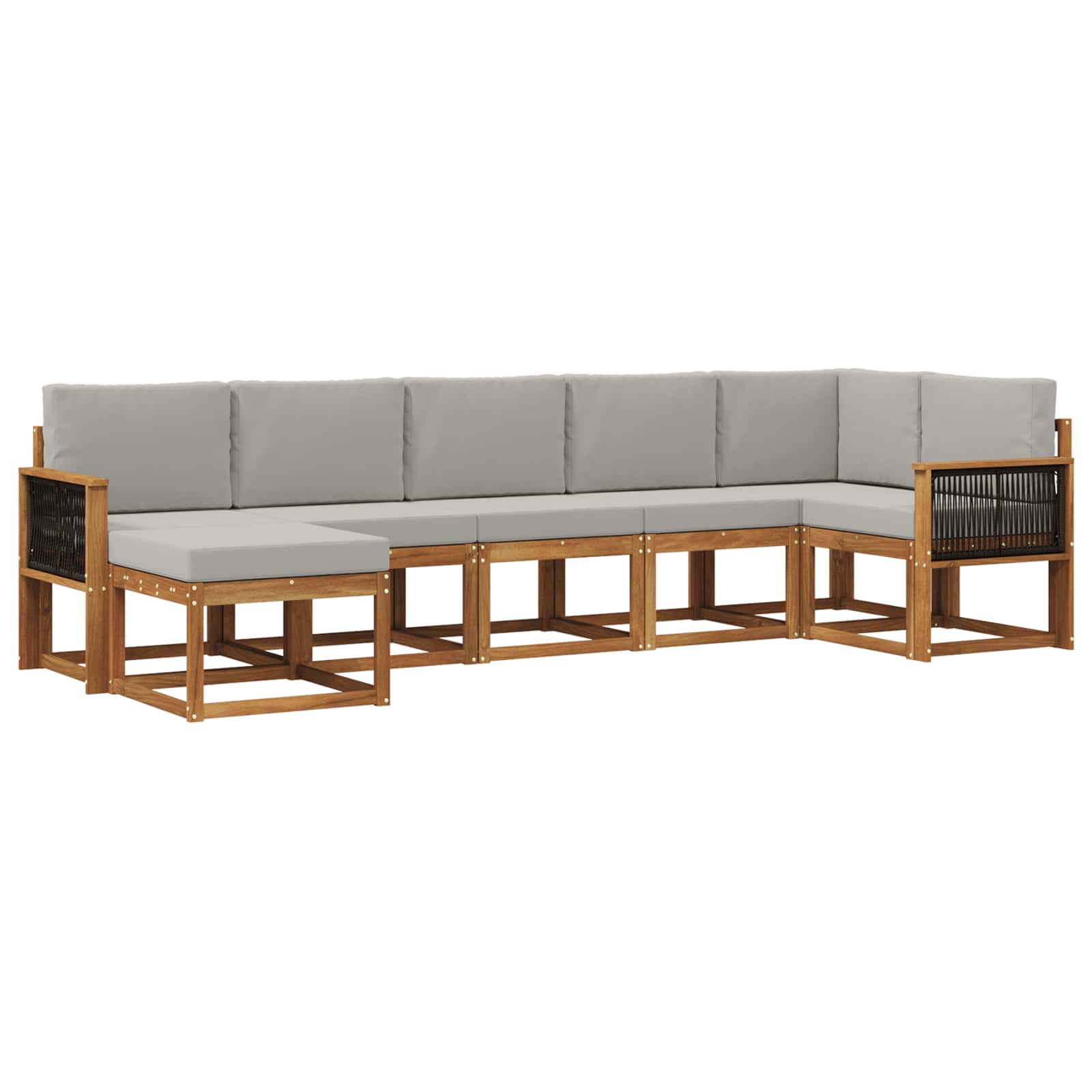 Buiten bankenset 7 pcs Naturel en lichtgrijs Polyester is nu te koop bij PeponiXL, paradijselijk wonen!