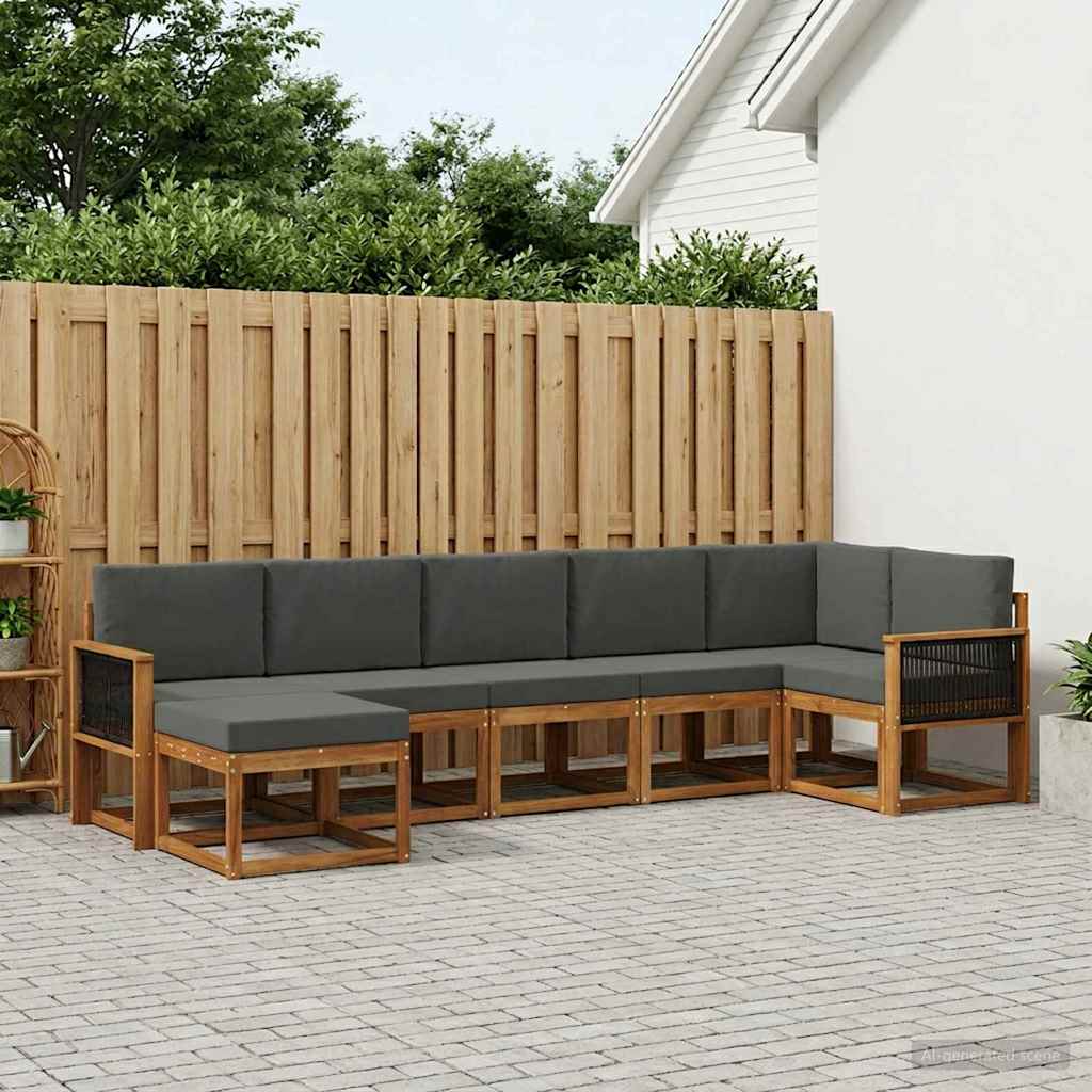 Buiten bankenset 7 pcs Natuurlijk en Antraciet Polyester is nu te koop bij PeponiXL, paradijselijk wonen!