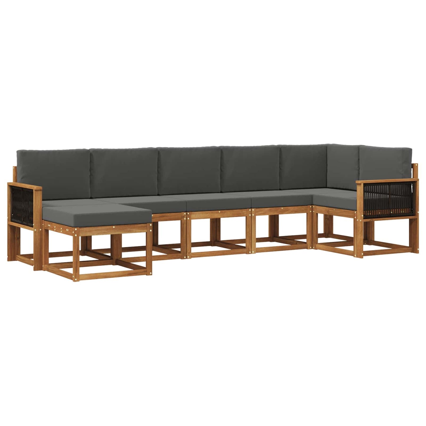 Buiten bankenset 7 pcs Natuurlijk en Antraciet Polyester is nu te koop bij PeponiXL, paradijselijk wonen!