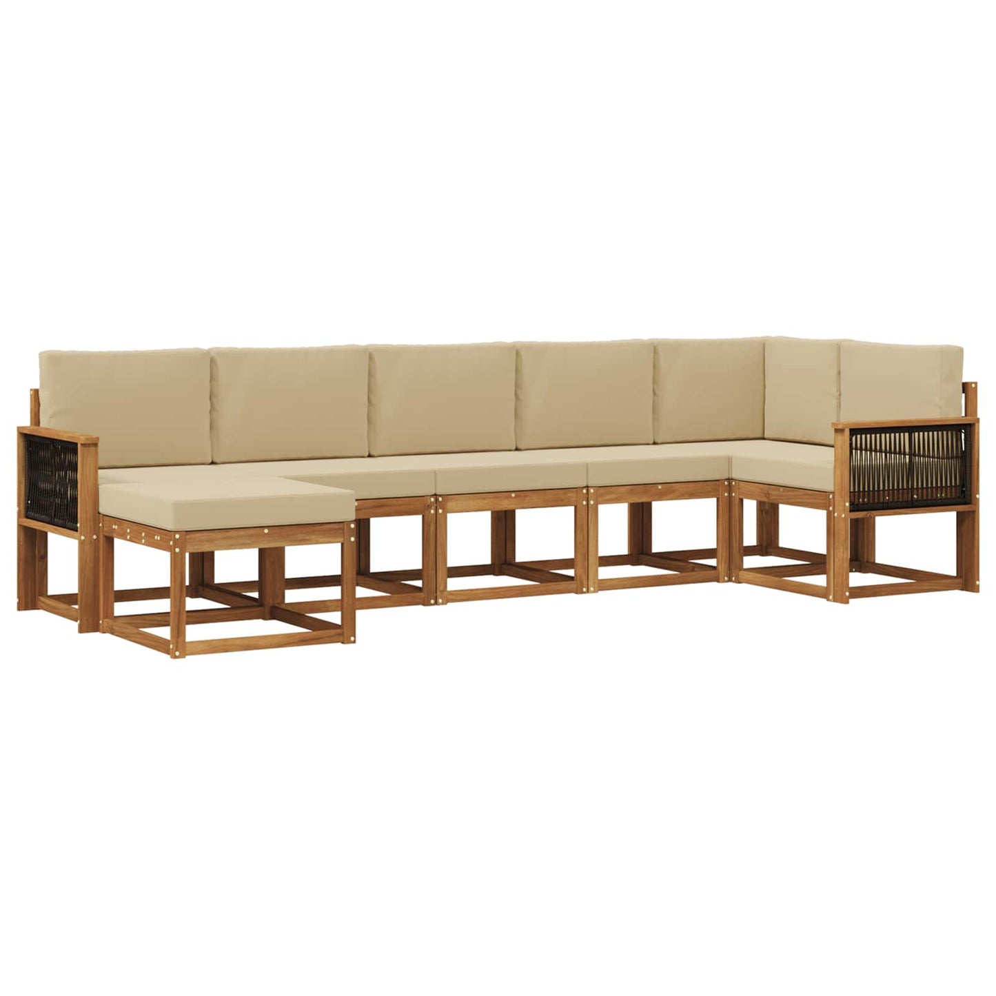 Buiten bankenset met kussen 7 pcs Natuurlijk en Beige Polyester is nu te koop bij PeponiXL, paradijselijk wonen!