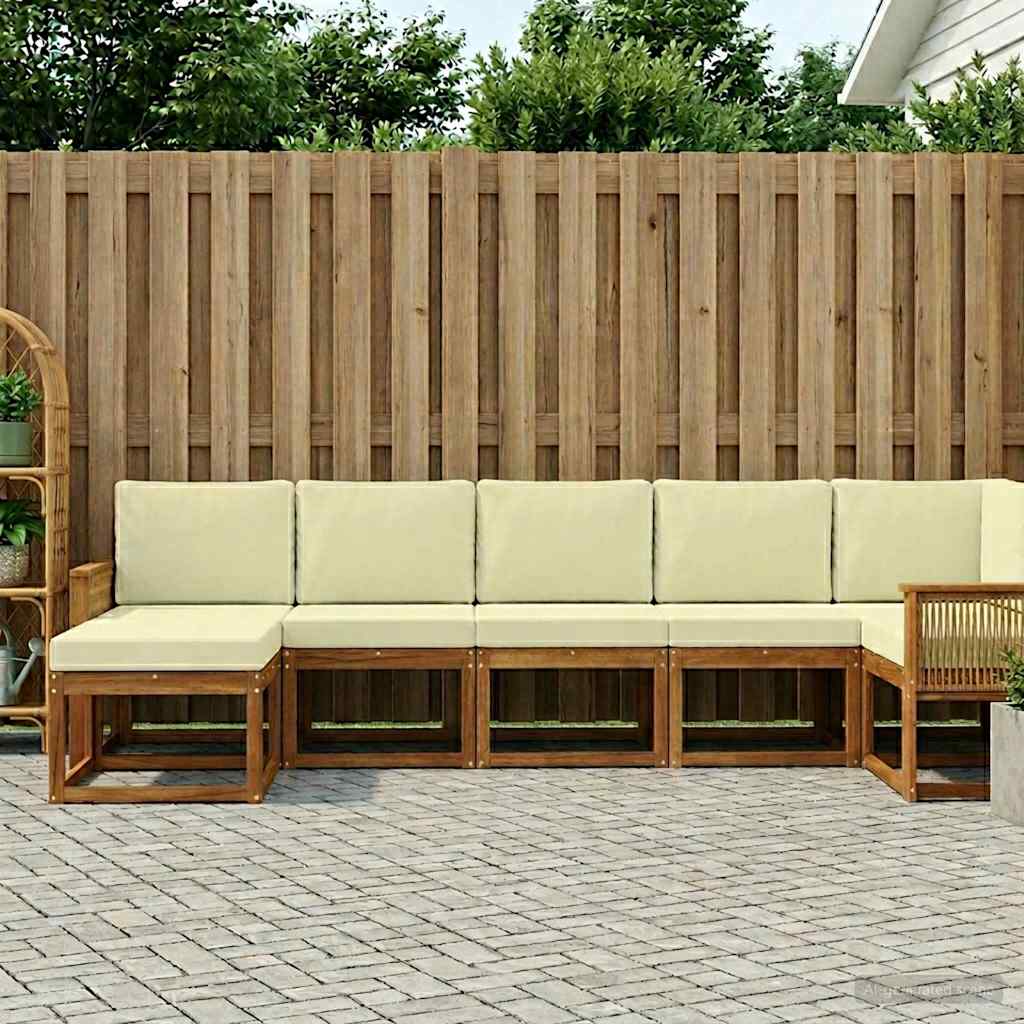 Buiten bankenset met kussen 7 pcs Natuurlijk en Crème Polyester is nu te koop bij PeponiXL, paradijselijk wonen!