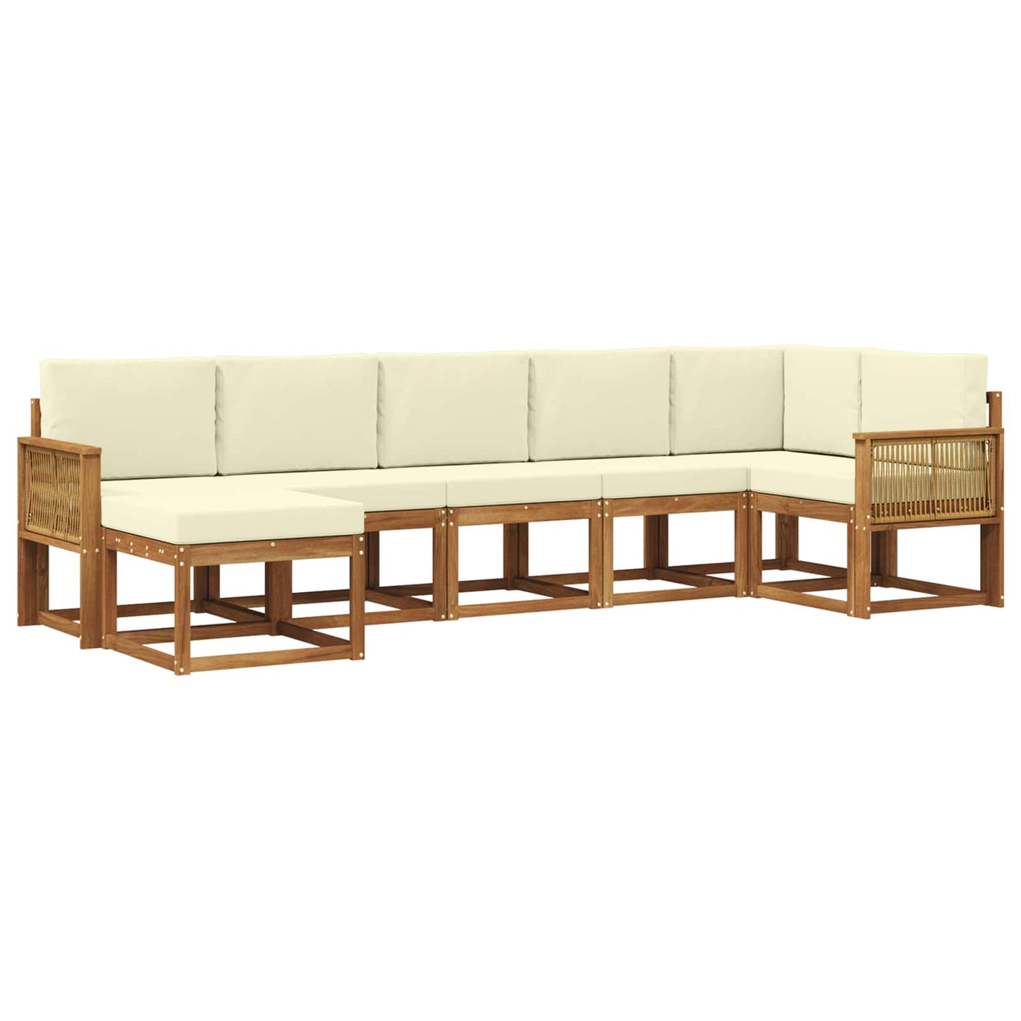 Buiten bankenset met kussen 7 pcs Natuurlijk en Crème Polyester is nu te koop bij PeponiXL, paradijselijk wonen!