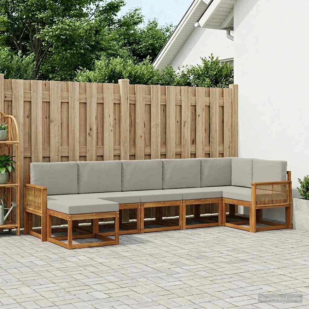 Buiten bankenset 7 pcs Naturel en lichtgrijs Polyester is nu te koop bij PeponiXL, paradijselijk wonen!