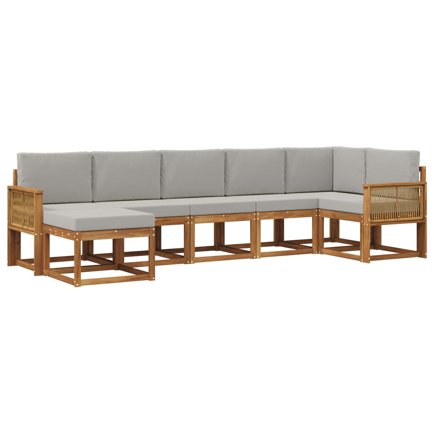 Buiten bankenset 7 pcs Naturel en lichtgrijs Polyester is nu te koop bij PeponiXL, paradijselijk wonen!