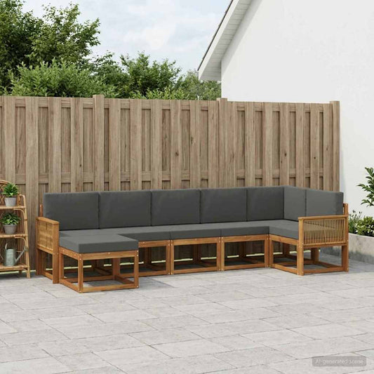Buiten bankenset 7 pcs Natuurlijk en Antraciet Polyester is nu te koop bij PeponiXL, paradijselijk wonen!