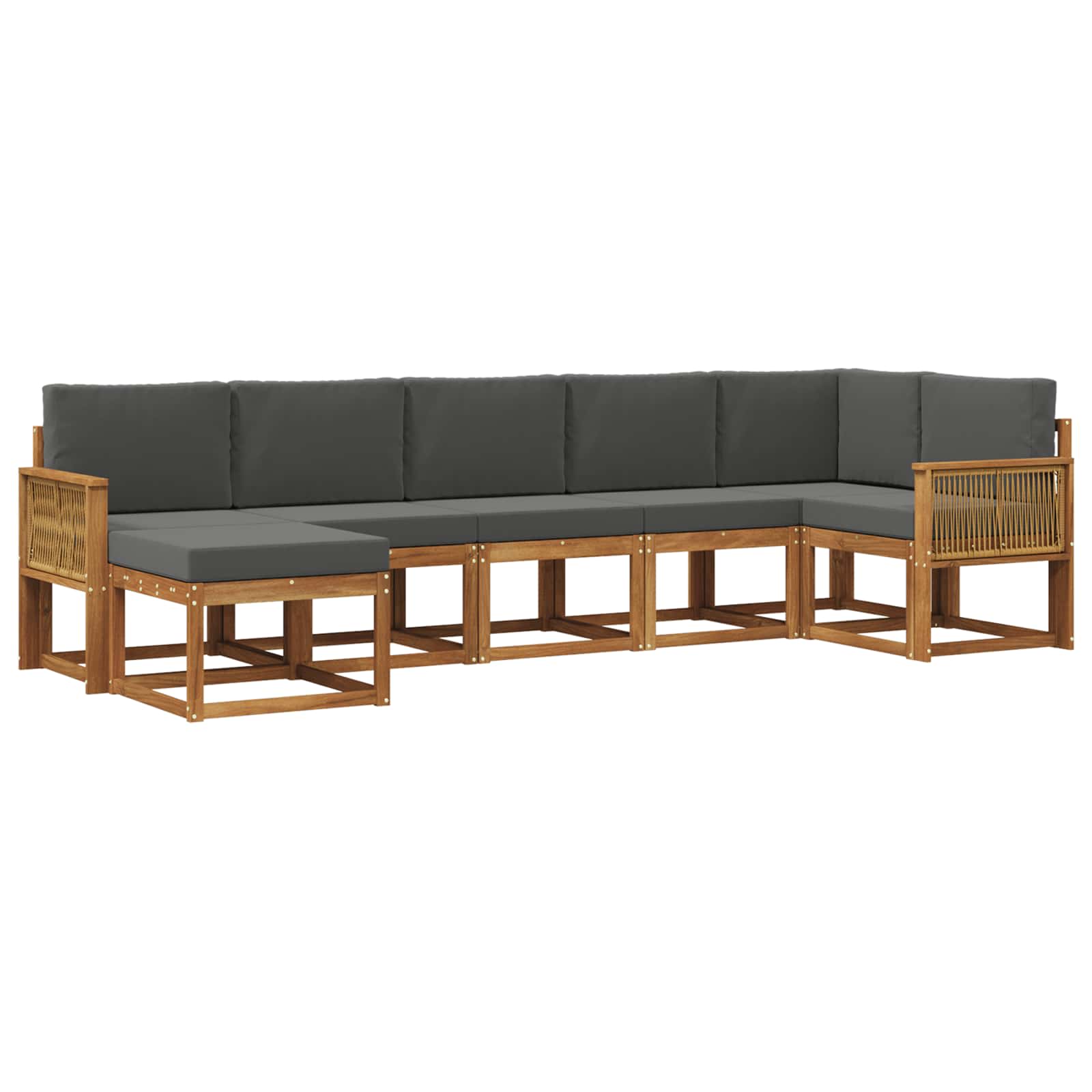 Buiten bankenset 7 pcs Natuurlijk en Antraciet Polyester is nu te koop bij PeponiXL, paradijselijk wonen!