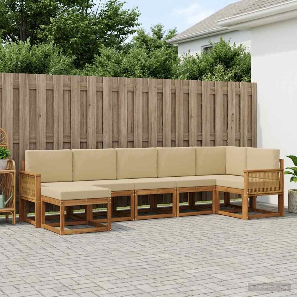 Buiten bankenset met kussen 7 pcs Natuurlijk en Beige Polyester is nu te koop bij PeponiXL, paradijselijk wonen!