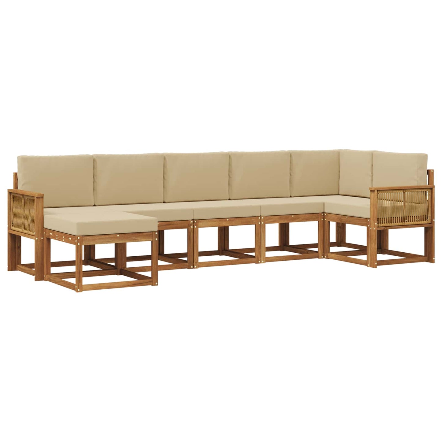 Buiten bankenset met kussen 7 pcs Natuurlijk en Beige Polyester is nu te koop bij PeponiXL, paradijselijk wonen!