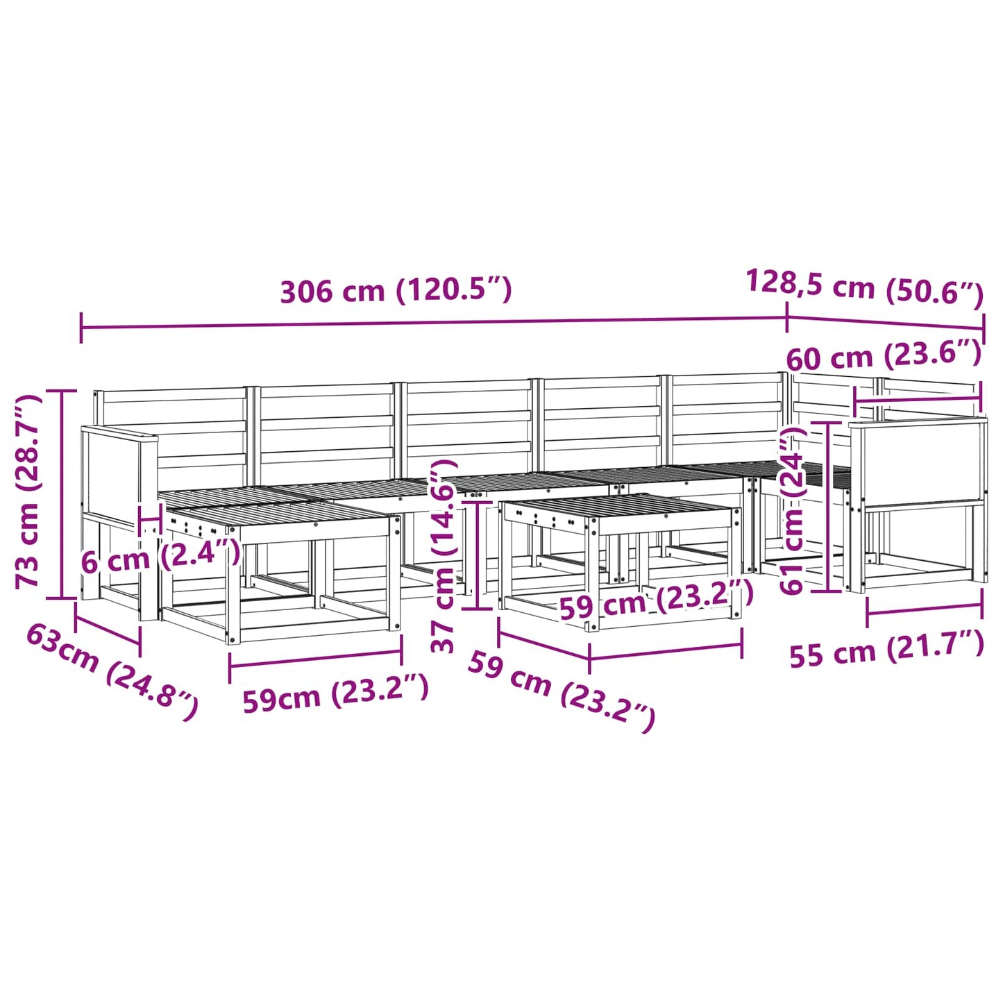 Buiten bankenset 8 pcs Naturel Massief Acaciahout is nu te koop bij PeponiXL, paradijselijk wonen!