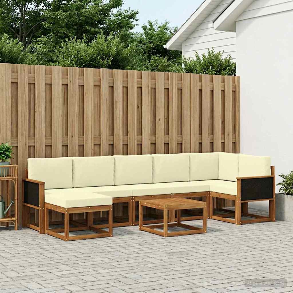 Buiten bankenset met kussen 8 pcs Natuurlijk en Crème Polyester is nu te koop bij PeponiXL, paradijselijk wonen!
