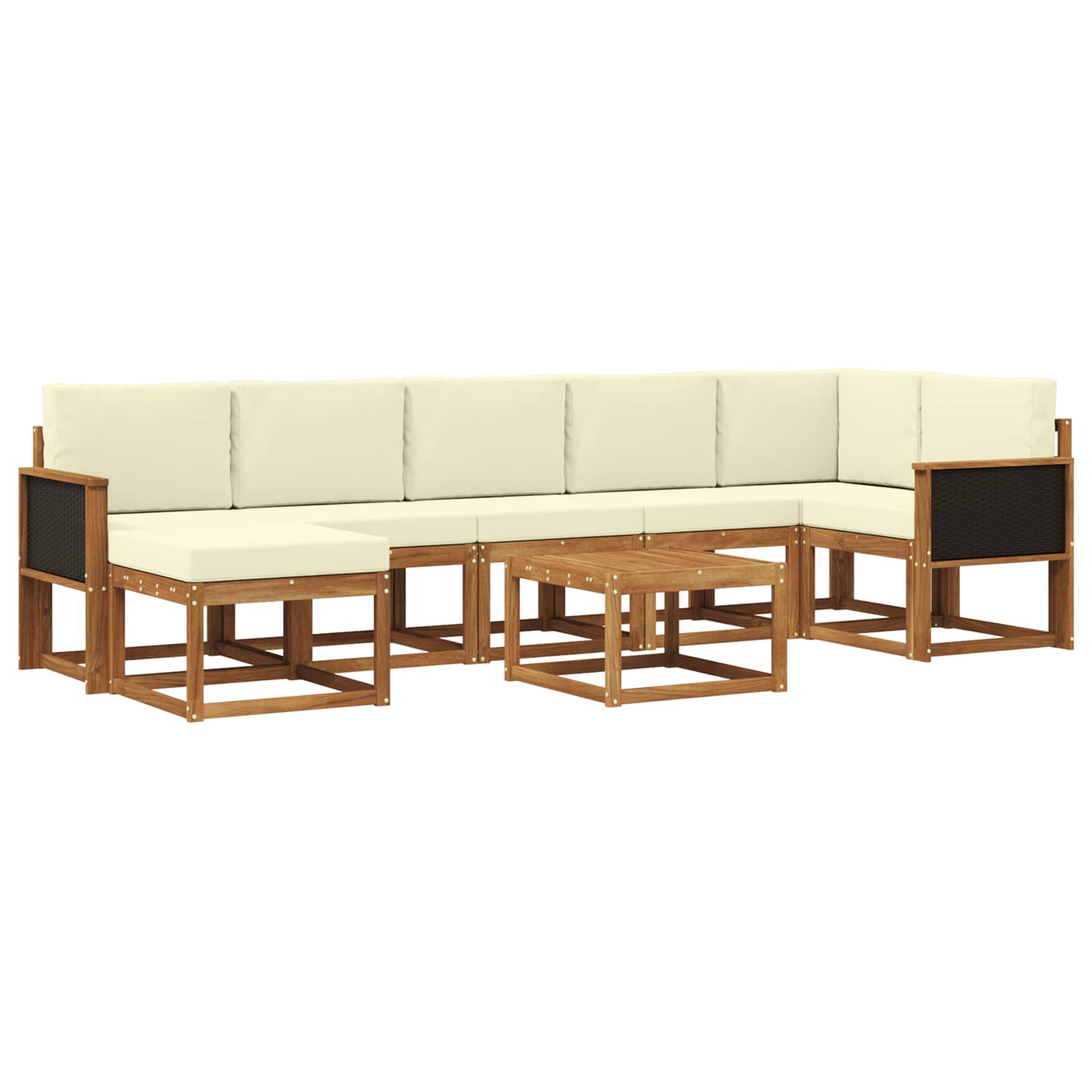 Buiten bankenset met kussen 8 pcs Natuurlijk en Crème Polyester is nu te koop bij PeponiXL, paradijselijk wonen!