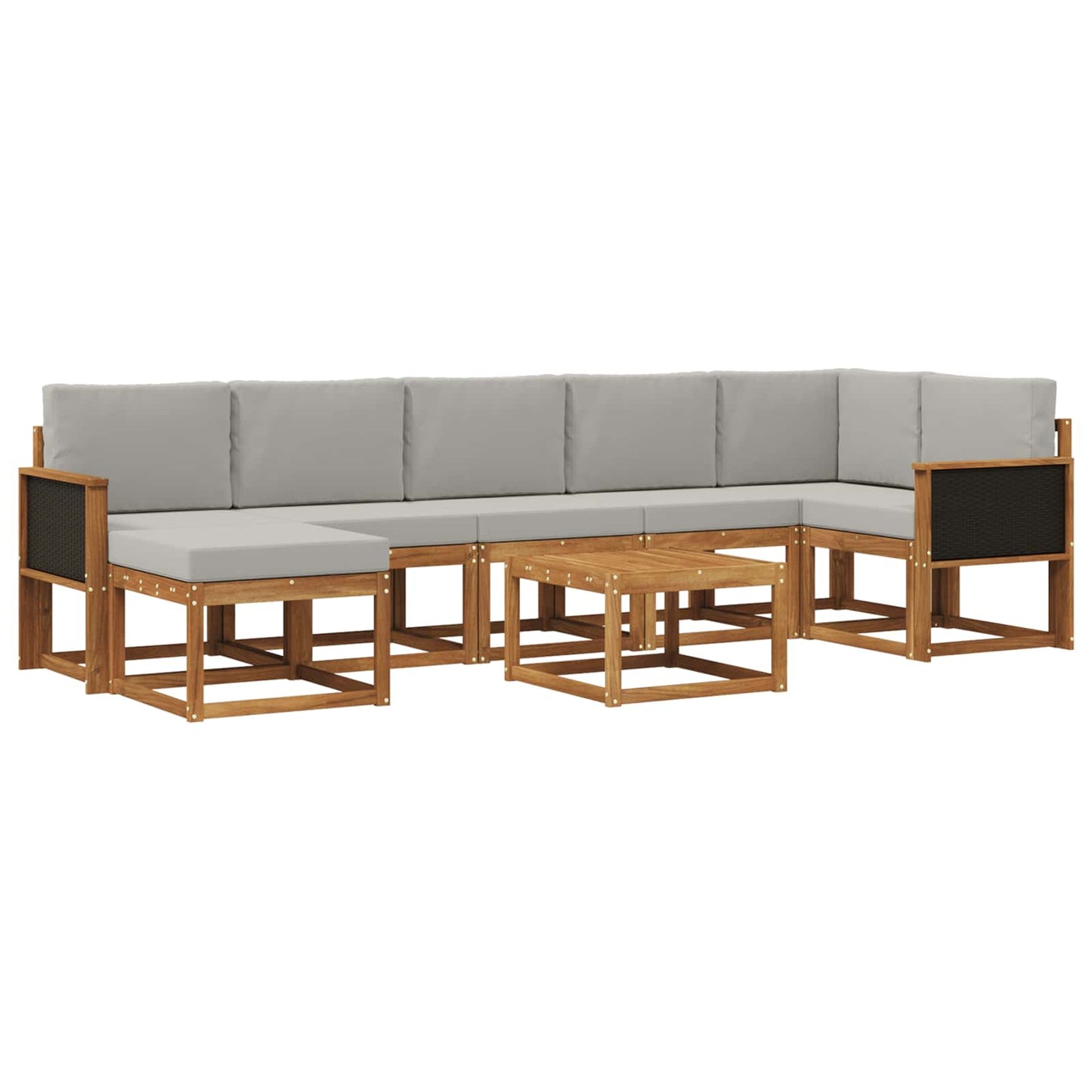 Buiten bankenset 8 pcs Naturel en lichtgrijs Polyester is nu te koop bij PeponiXL, paradijselijk wonen!