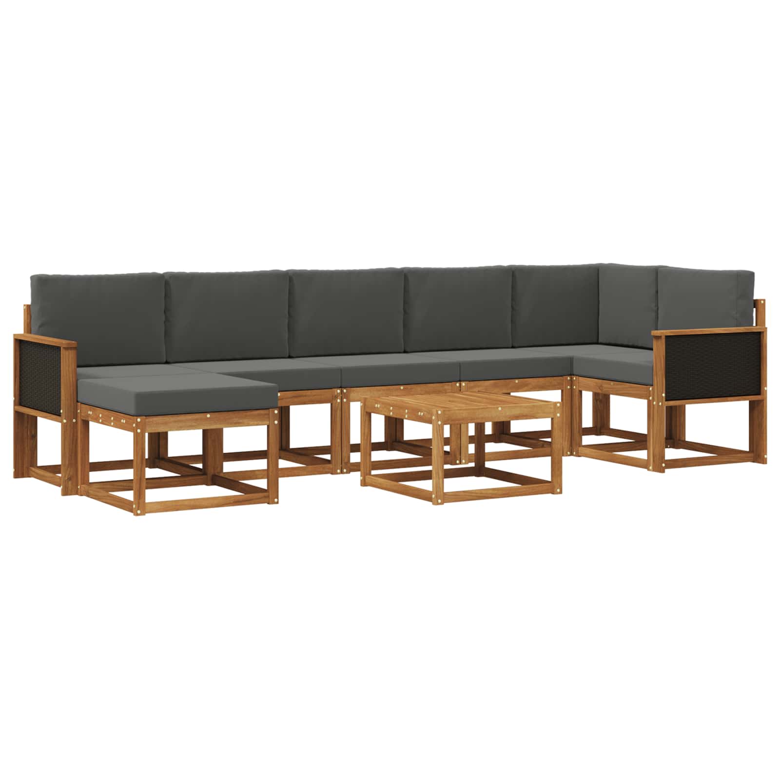 Buiten bankenset 8 pcs Natuurlijk en Antraciet Polyester is nu te koop bij PeponiXL, paradijselijk wonen!