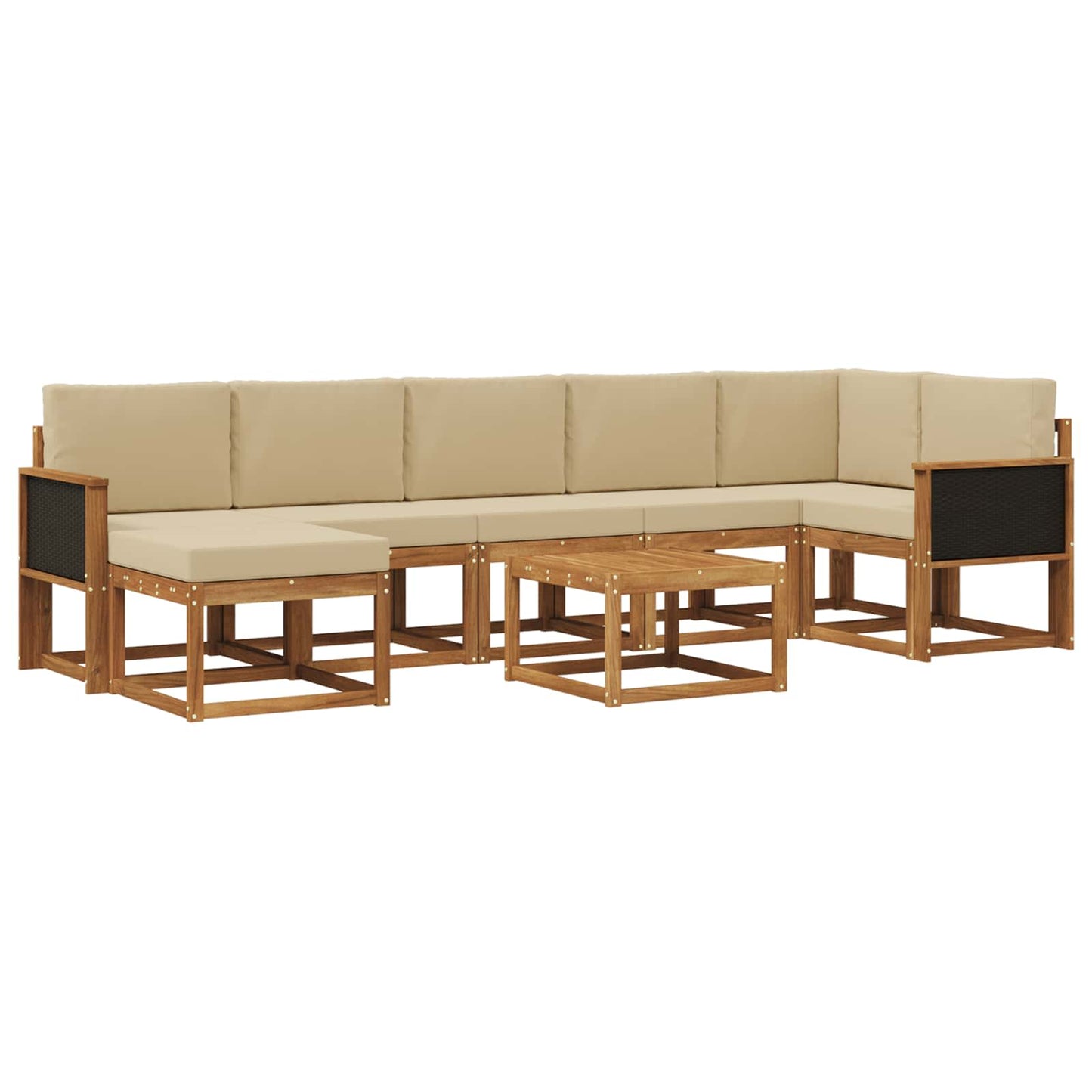 Buiten bankenset met kussen 8 pcs Natuurlijk en Beige Polyester is nu te koop bij PeponiXL, paradijselijk wonen!
