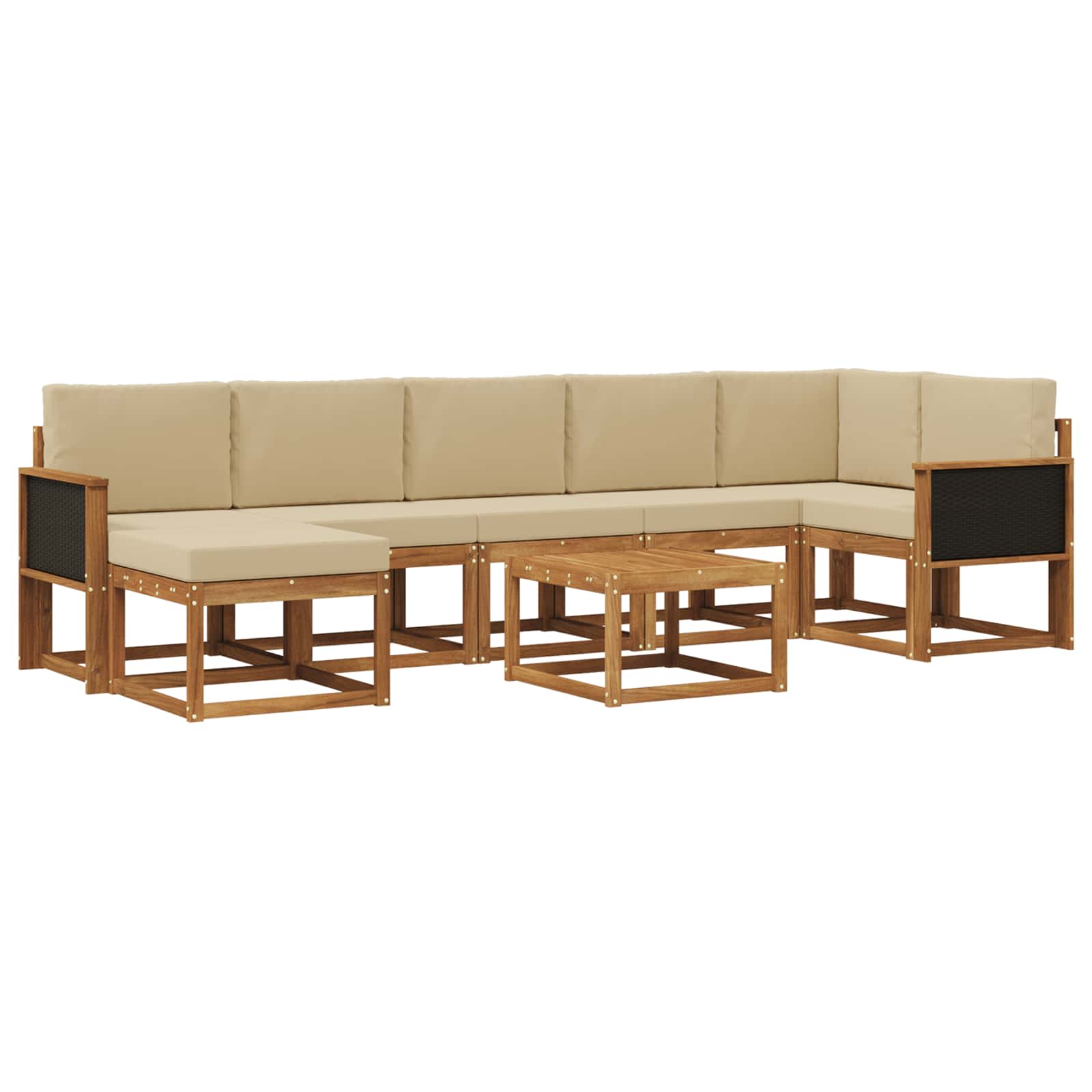 Buiten bankenset met kussen 8 pcs Natuurlijk en Beige Polyester is nu te koop bij PeponiXL, paradijselijk wonen!