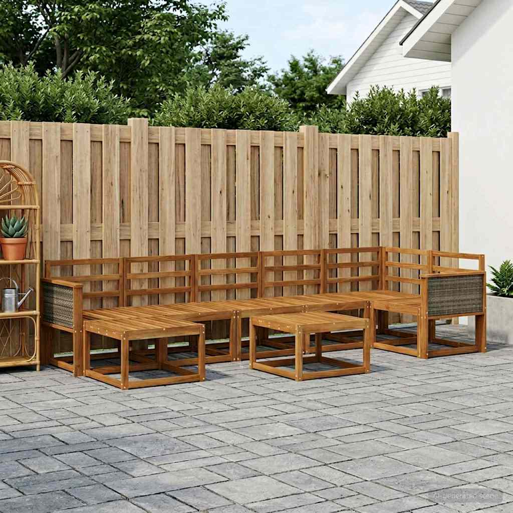 Buiten bankenset 8 pcs Naturel Massief Acaciahout is nu te koop bij PeponiXL, paradijselijk wonen!