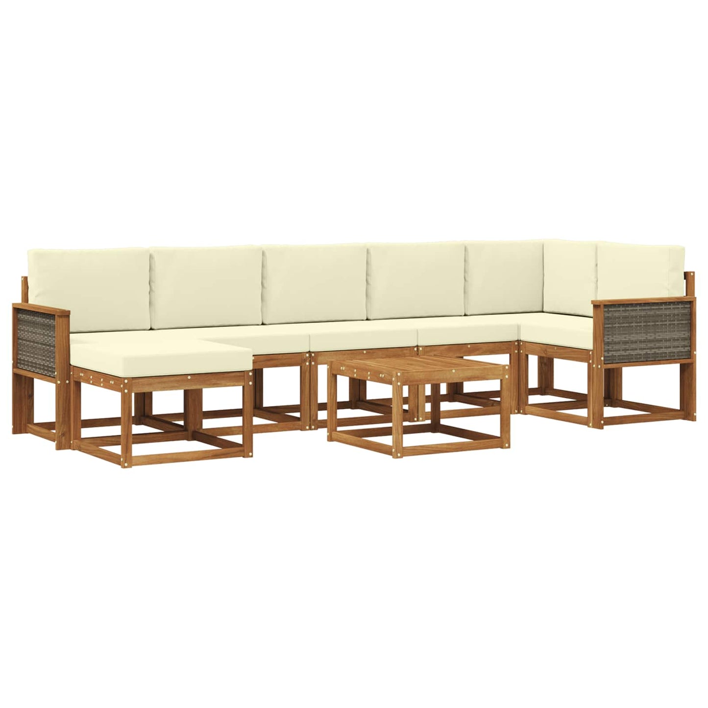 Buiten bankenset met kussen 8 pcs Natuurlijk en Crème Polyester is nu te koop bij PeponiXL, paradijselijk wonen!
