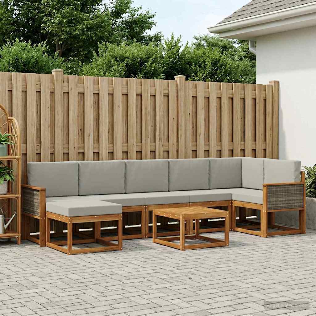 Buiten bankenset 8 pcs Naturel en lichtgrijs Polyester is nu te koop bij PeponiXL, paradijselijk wonen!