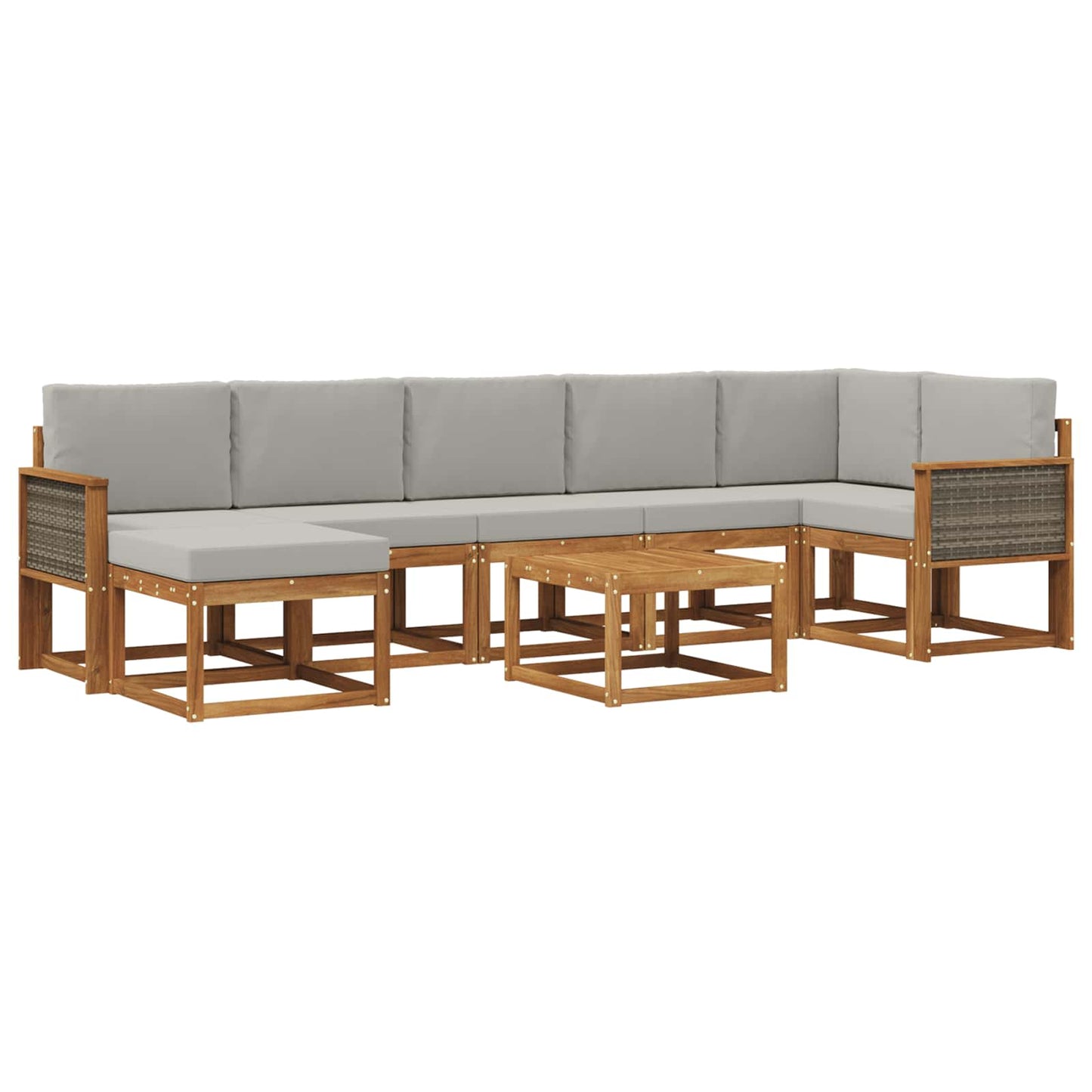 Buiten bankenset 8 pcs Naturel en lichtgrijs Polyester is nu te koop bij PeponiXL, paradijselijk wonen!
