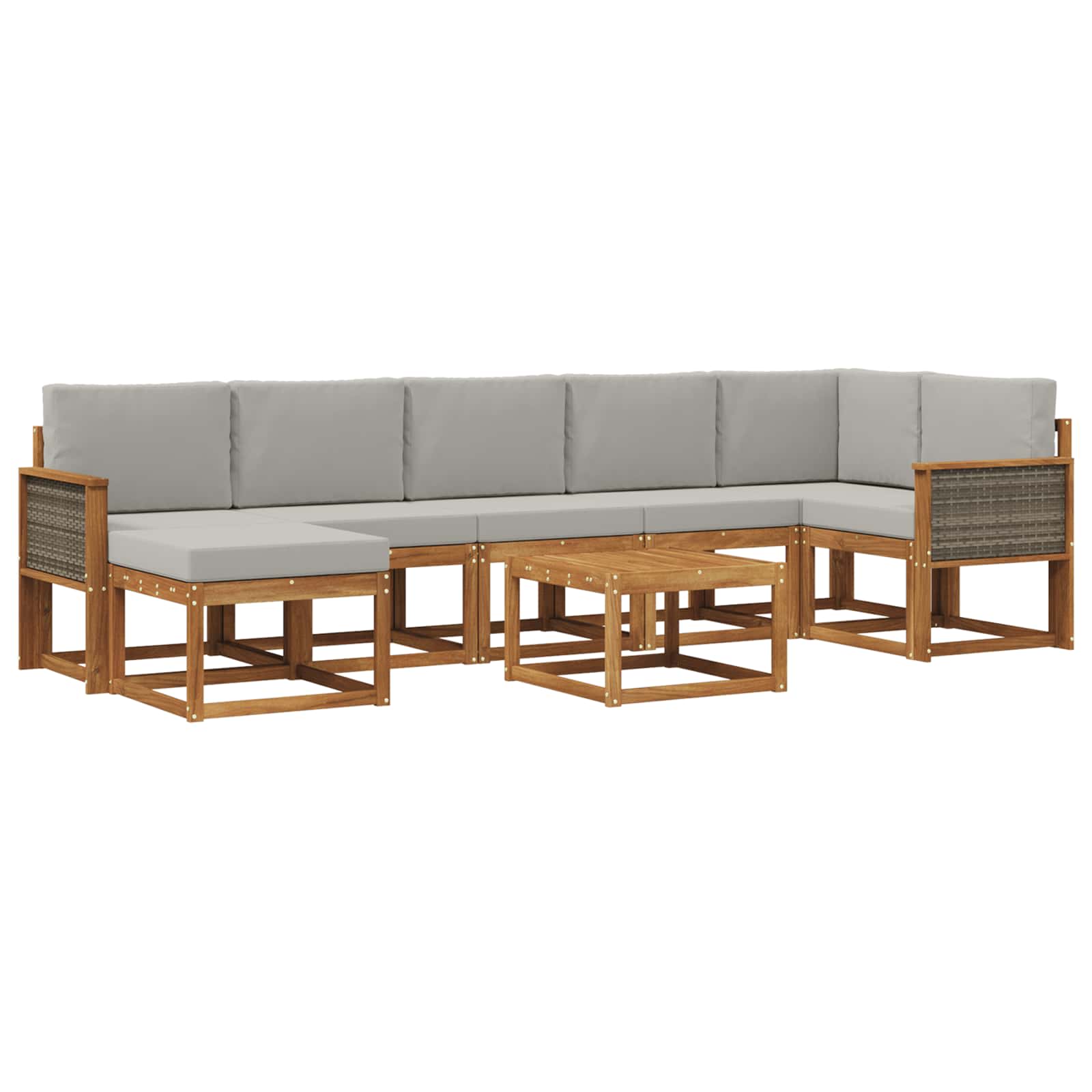 Buiten bankenset 8 pcs Naturel en lichtgrijs Polyester is nu te koop bij PeponiXL, paradijselijk wonen!