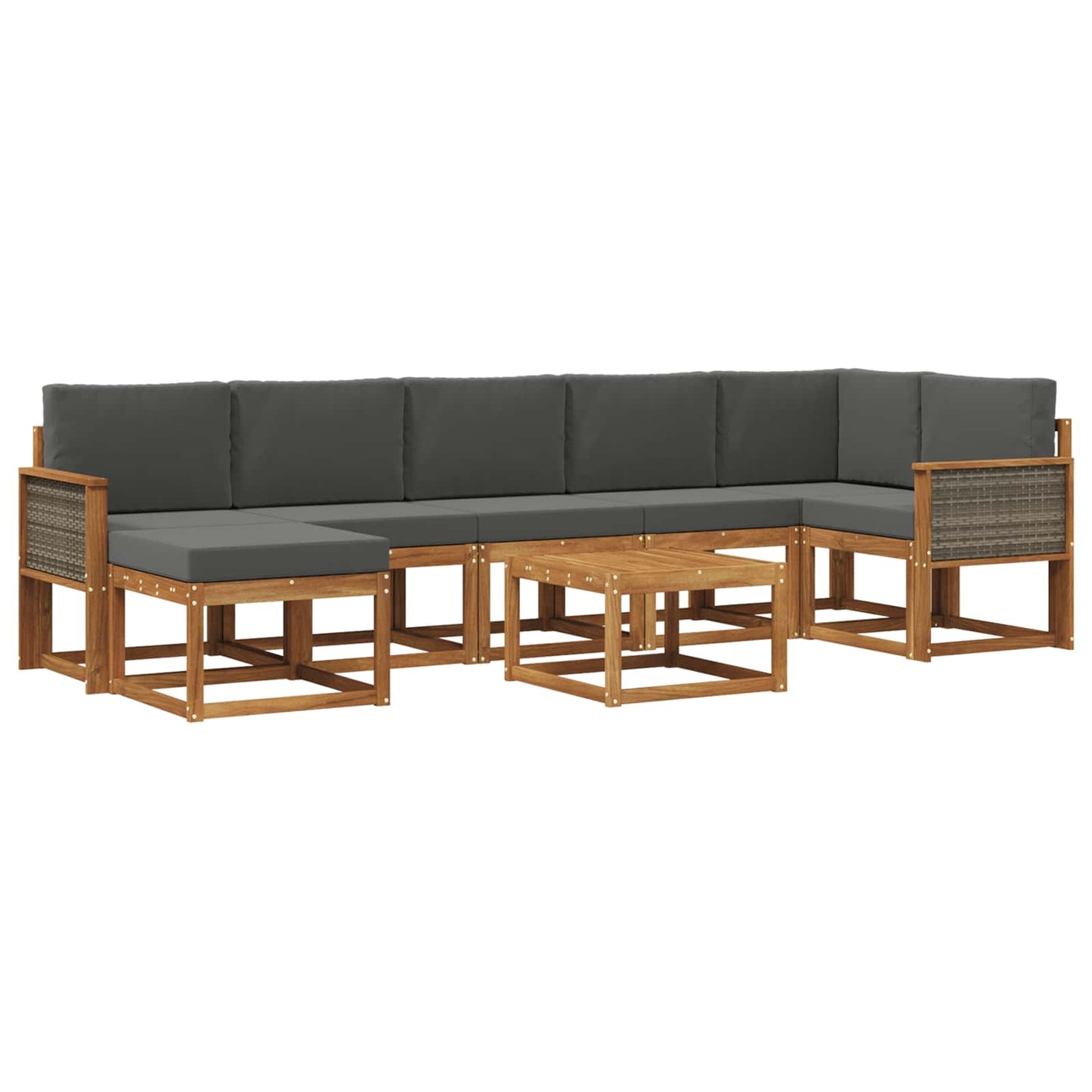Buiten bankenset 8 pcs Natuurlijk en Antraciet Polyester is nu te koop bij PeponiXL, paradijselijk wonen!