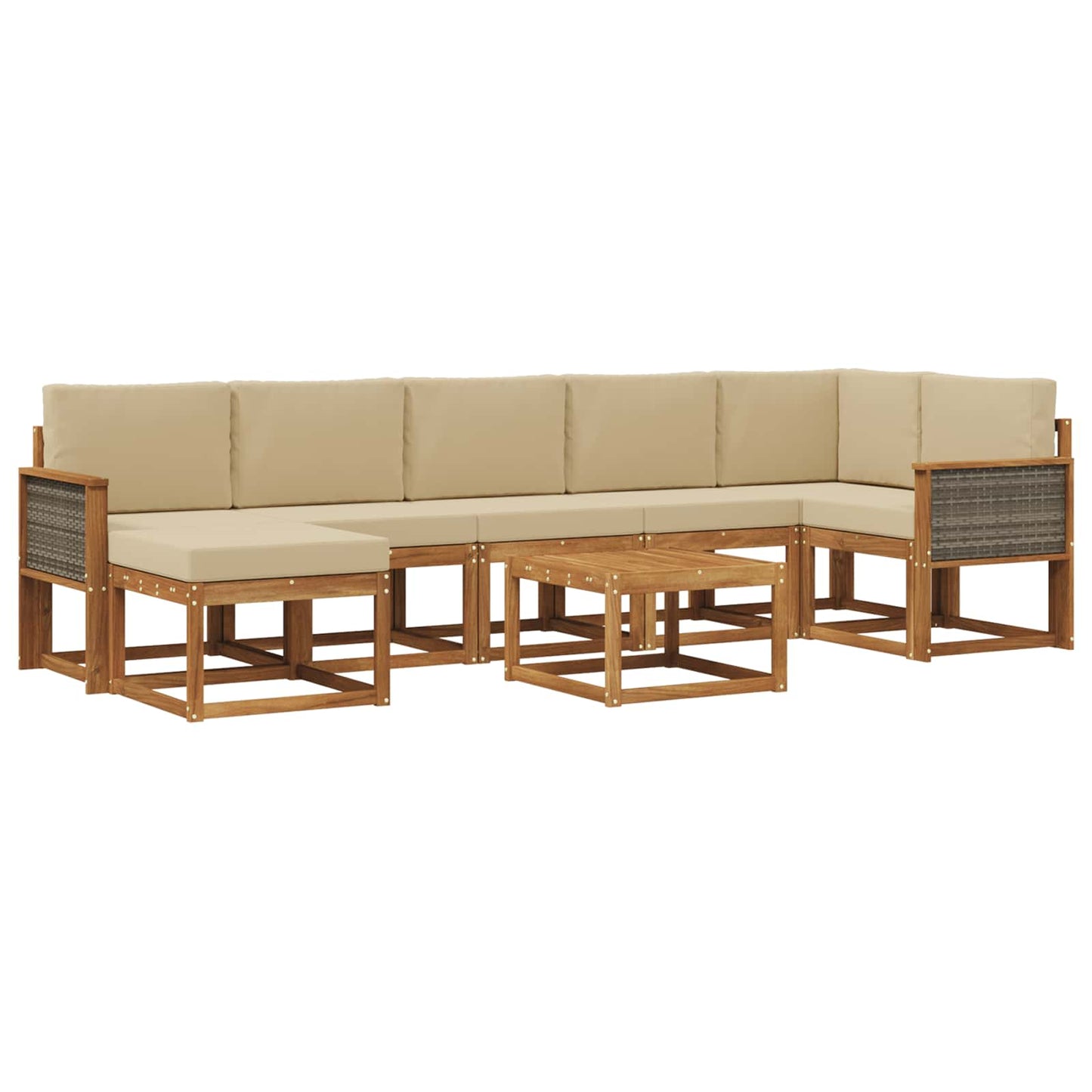 Buiten bankenset met kussen 8 pcs Natuurlijk en Beige Polyester is nu te koop bij PeponiXL, paradijselijk wonen!