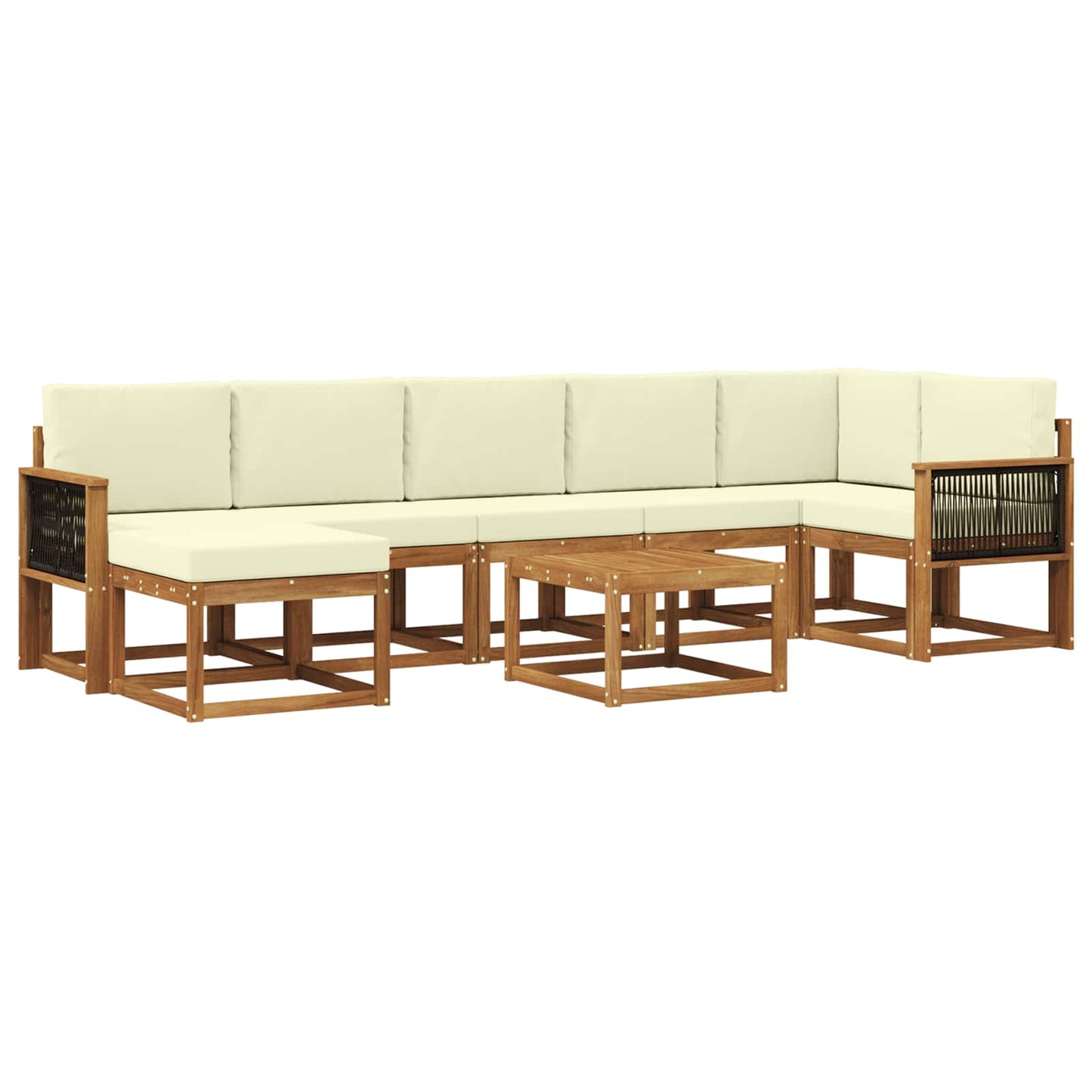 Buiten bankenset met kussen 8 pcs Natuurlijk en Crème Polyester is nu te koop bij PeponiXL, paradijselijk wonen!