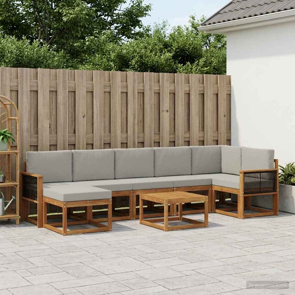 Buiten bankenset 8 pcs Naturel en lichtgrijs Polyester is nu te koop bij PeponiXL, paradijselijk wonen!