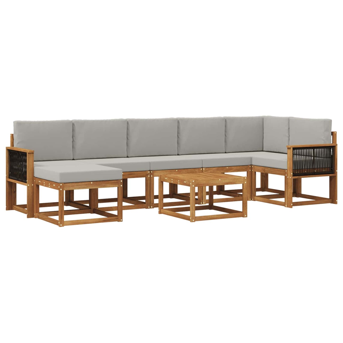 Buiten bankenset 8 pcs Naturel en lichtgrijs Polyester is nu te koop bij PeponiXL, paradijselijk wonen!