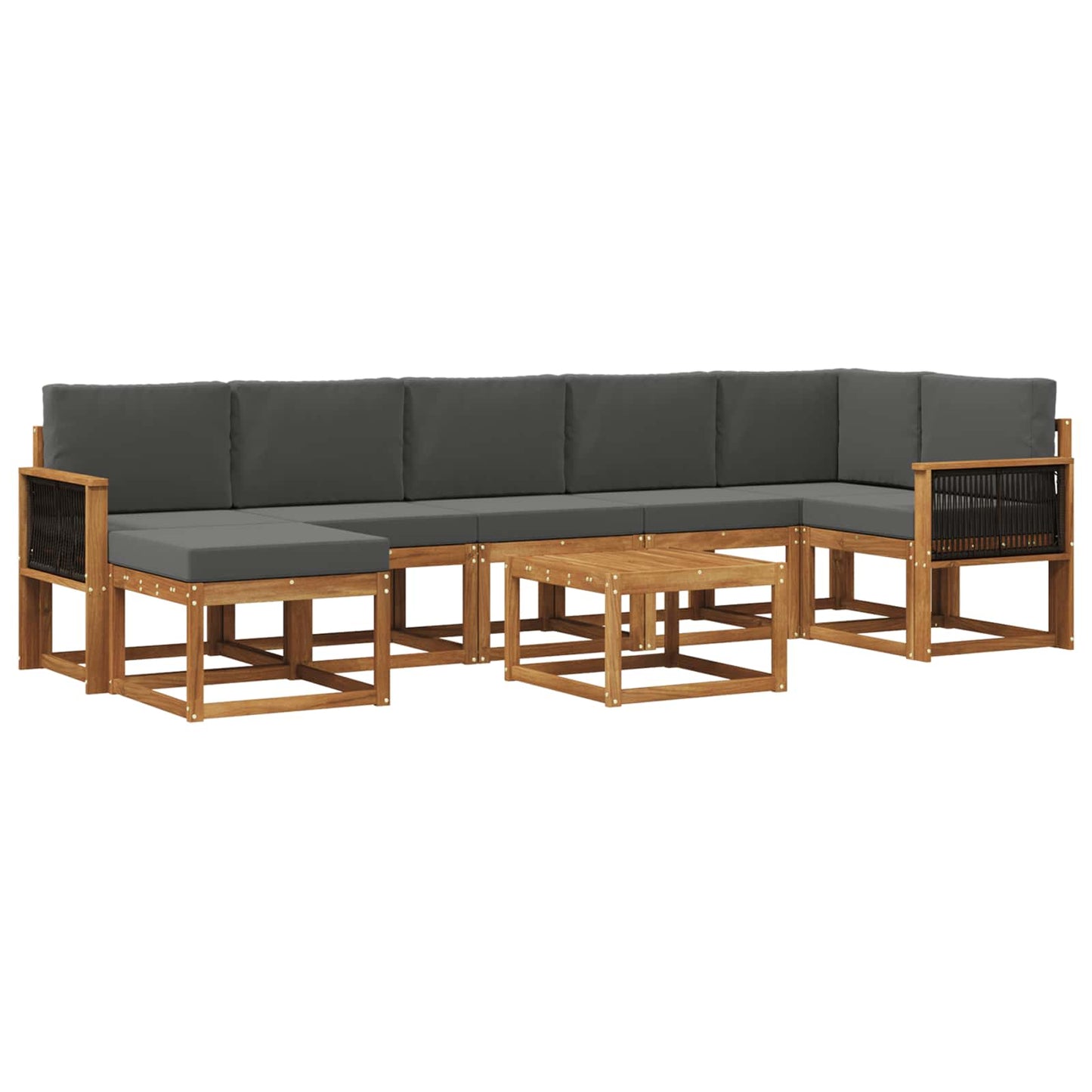 Buiten bankenset 8 pcs Natuurlijk en Antraciet Polyester is nu te koop bij PeponiXL, paradijselijk wonen!