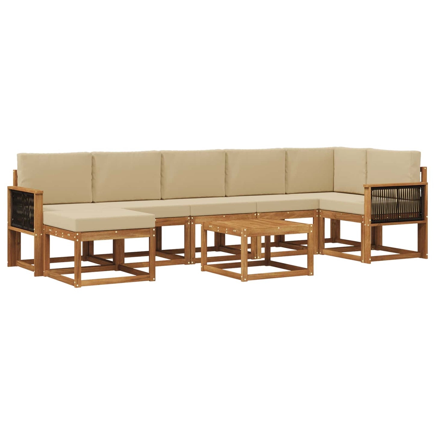 Buiten bankenset met kussen 8 pcs Natuurlijk en Beige Polyester is nu te koop bij PeponiXL, paradijselijk wonen!