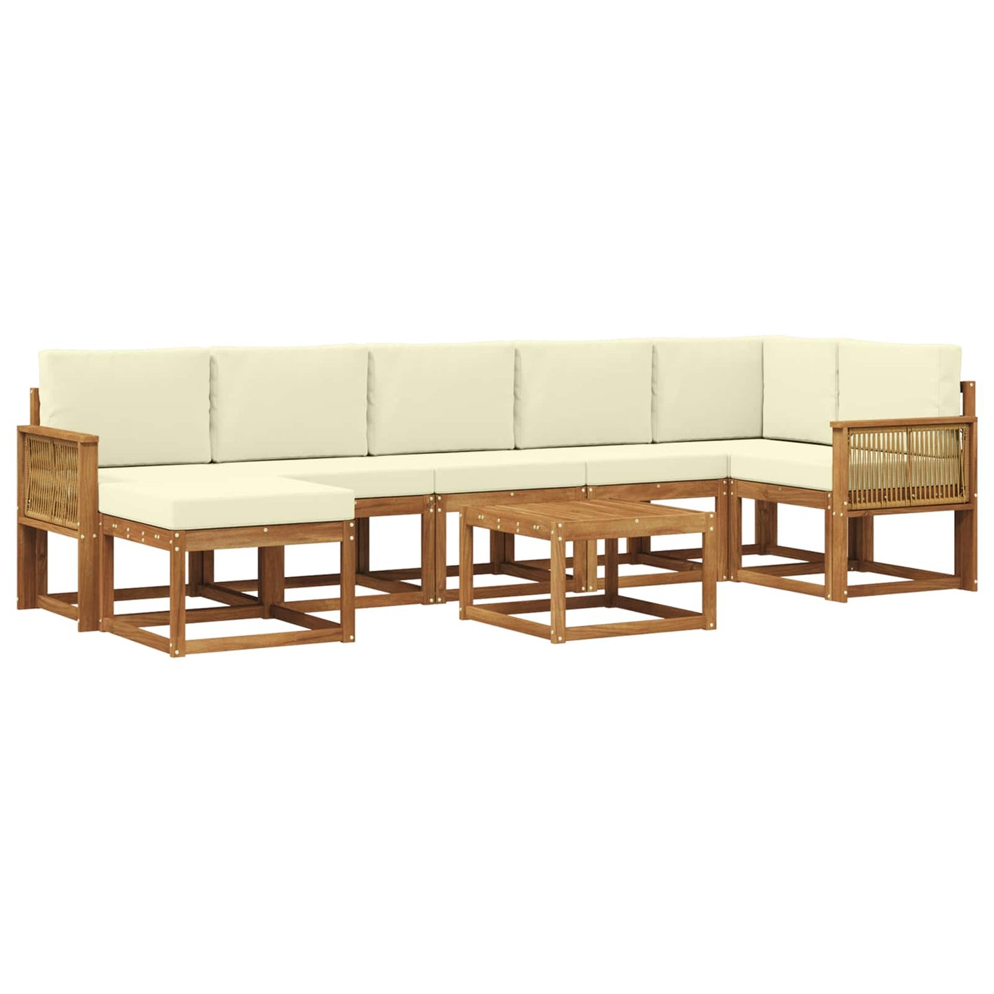 Buiten bankenset met kussen 8 pcs Natuurlijk en Crème Polyester is nu te koop bij PeponiXL, paradijselijk wonen!