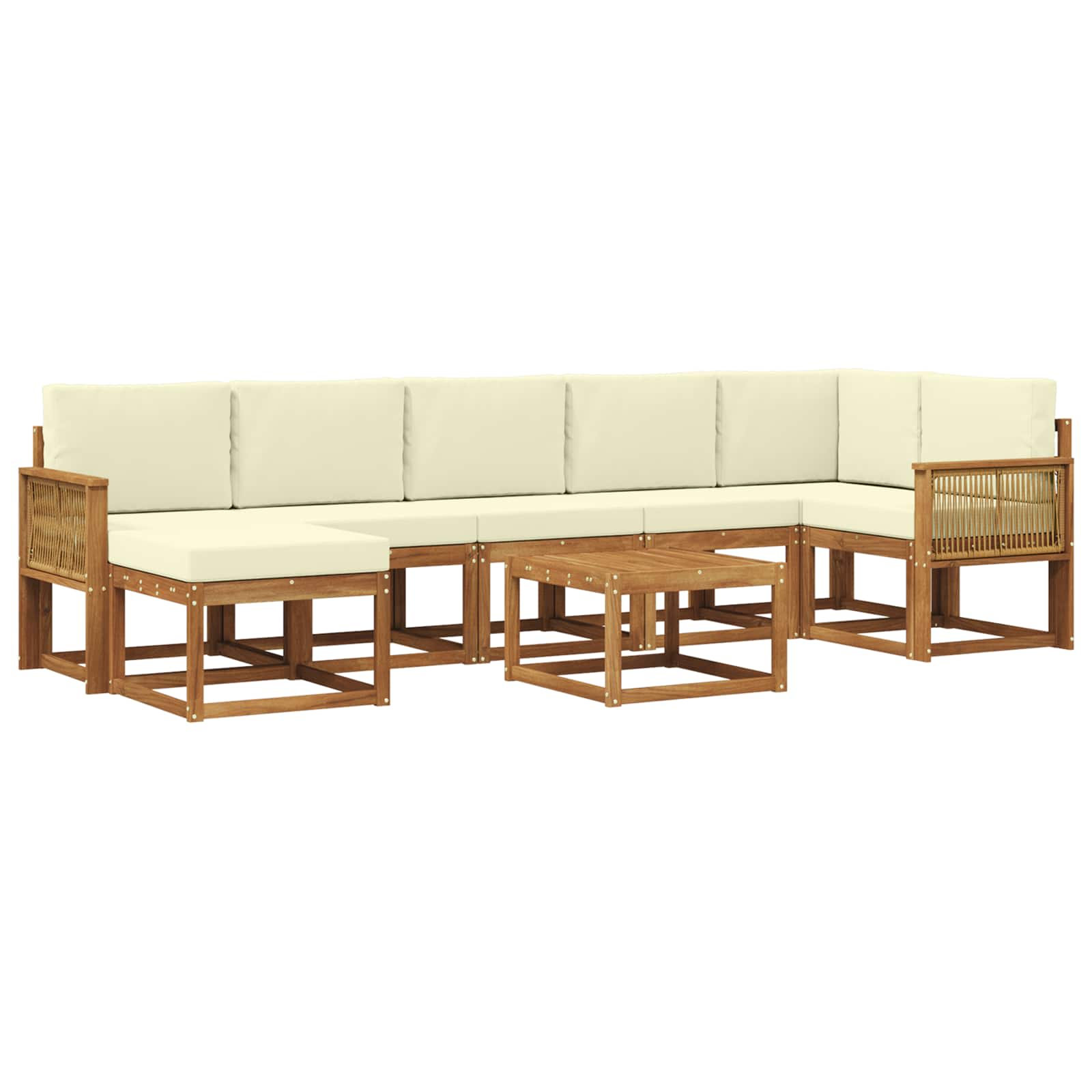 Buiten bankenset met kussen 8 pcs Natuurlijk en Crème Polyester is nu te koop bij PeponiXL, paradijselijk wonen!