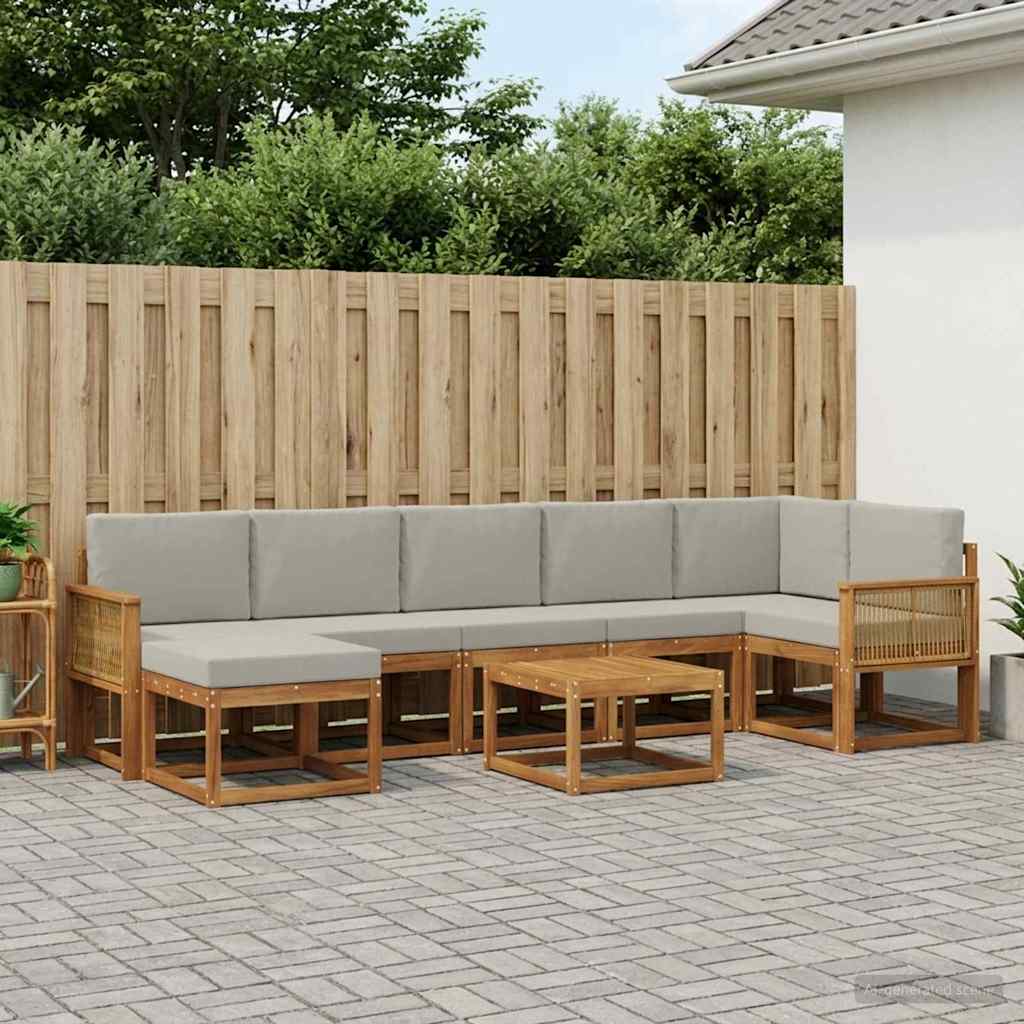 Buiten bankenset 8 pcs Naturel en lichtgrijs Polyester is nu te koop bij PeponiXL, paradijselijk wonen!