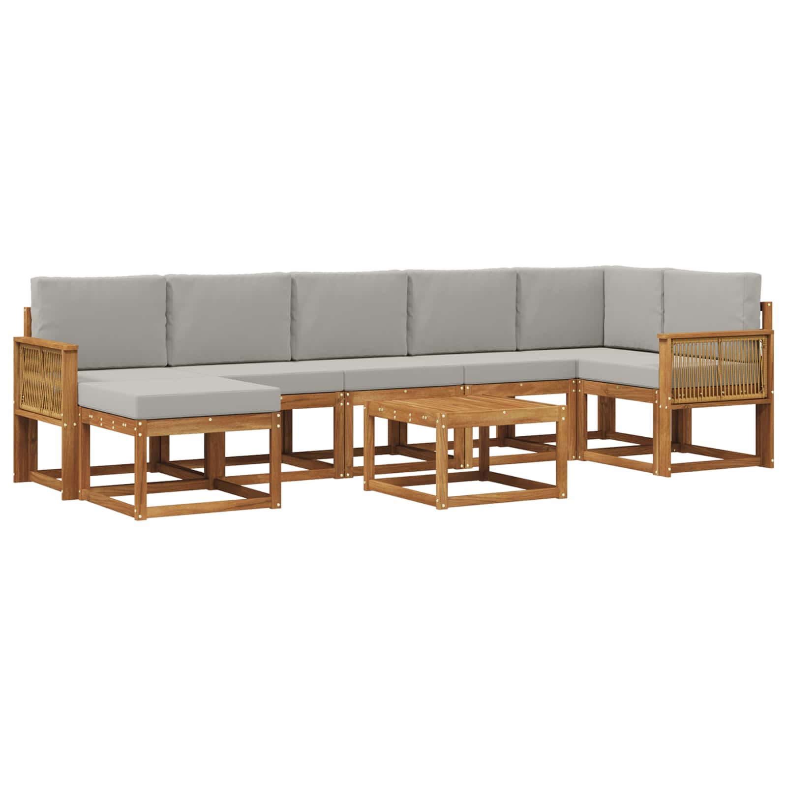 Buiten bankenset 8 pcs Naturel en lichtgrijs Polyester is nu te koop bij PeponiXL, paradijselijk wonen!